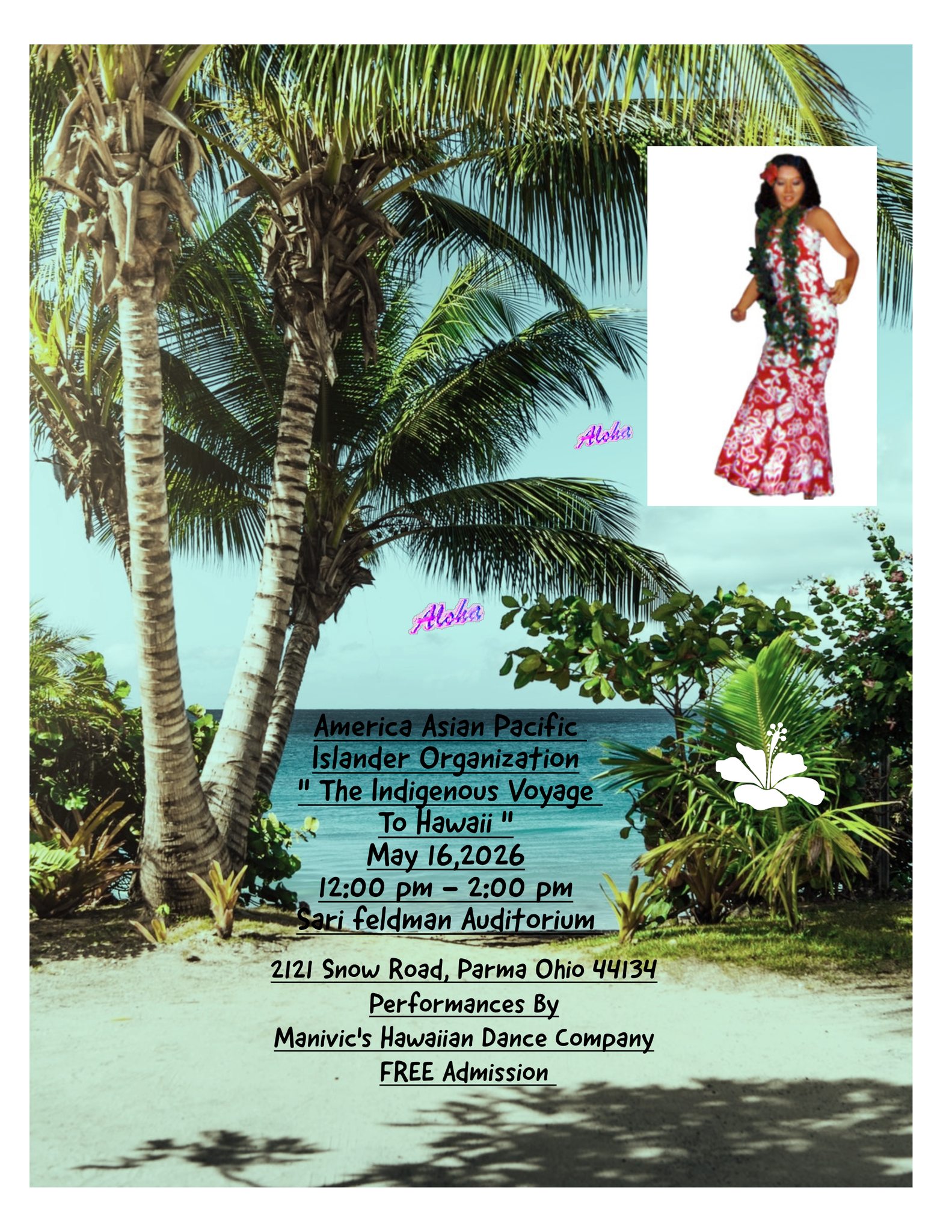 Manivic's Dance Company/Studio Facebook ad: Ho'ike at Parma/Snow Auditorium on May 16th.