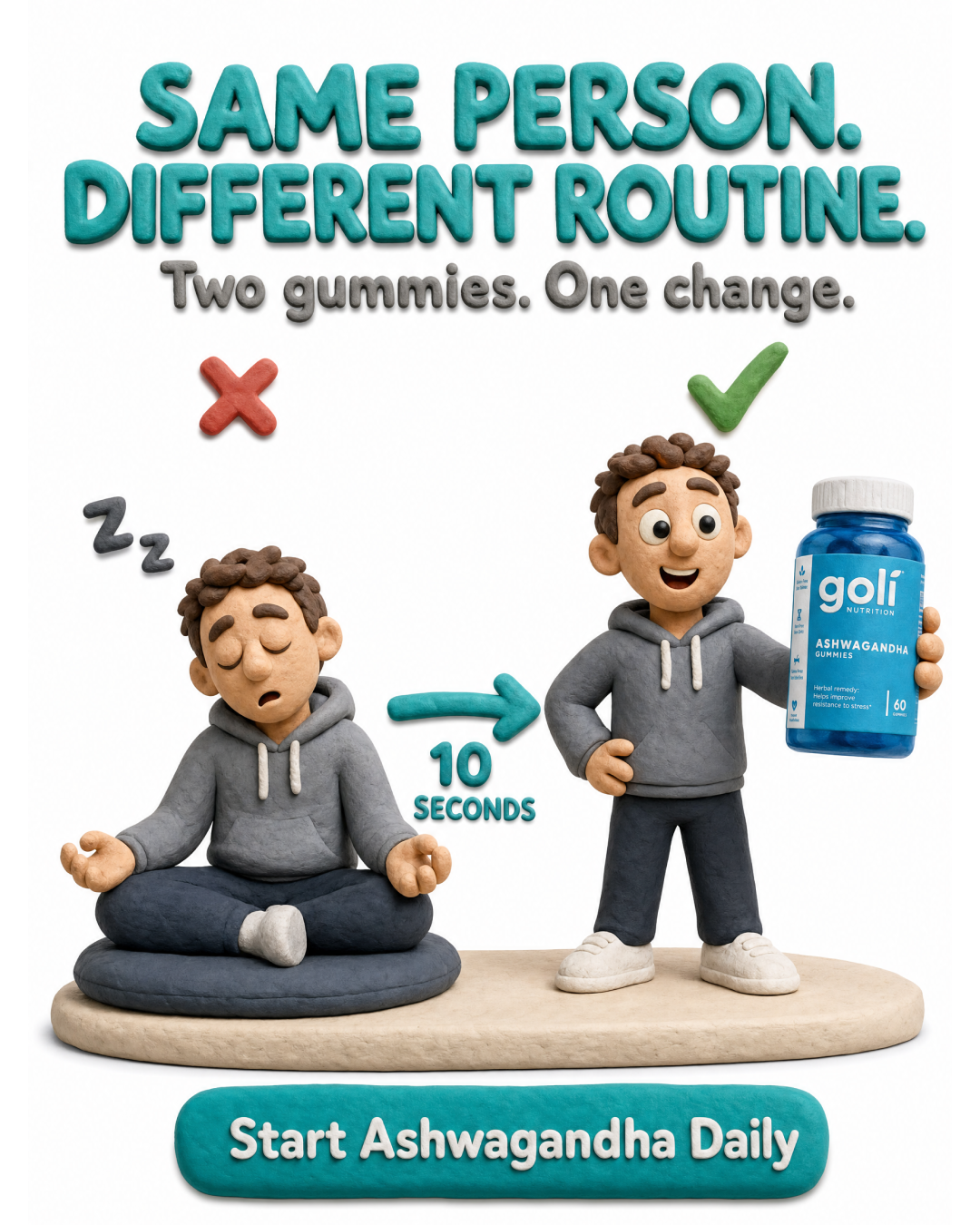 Goli Facebook ad: Meditated. Still Stressed.