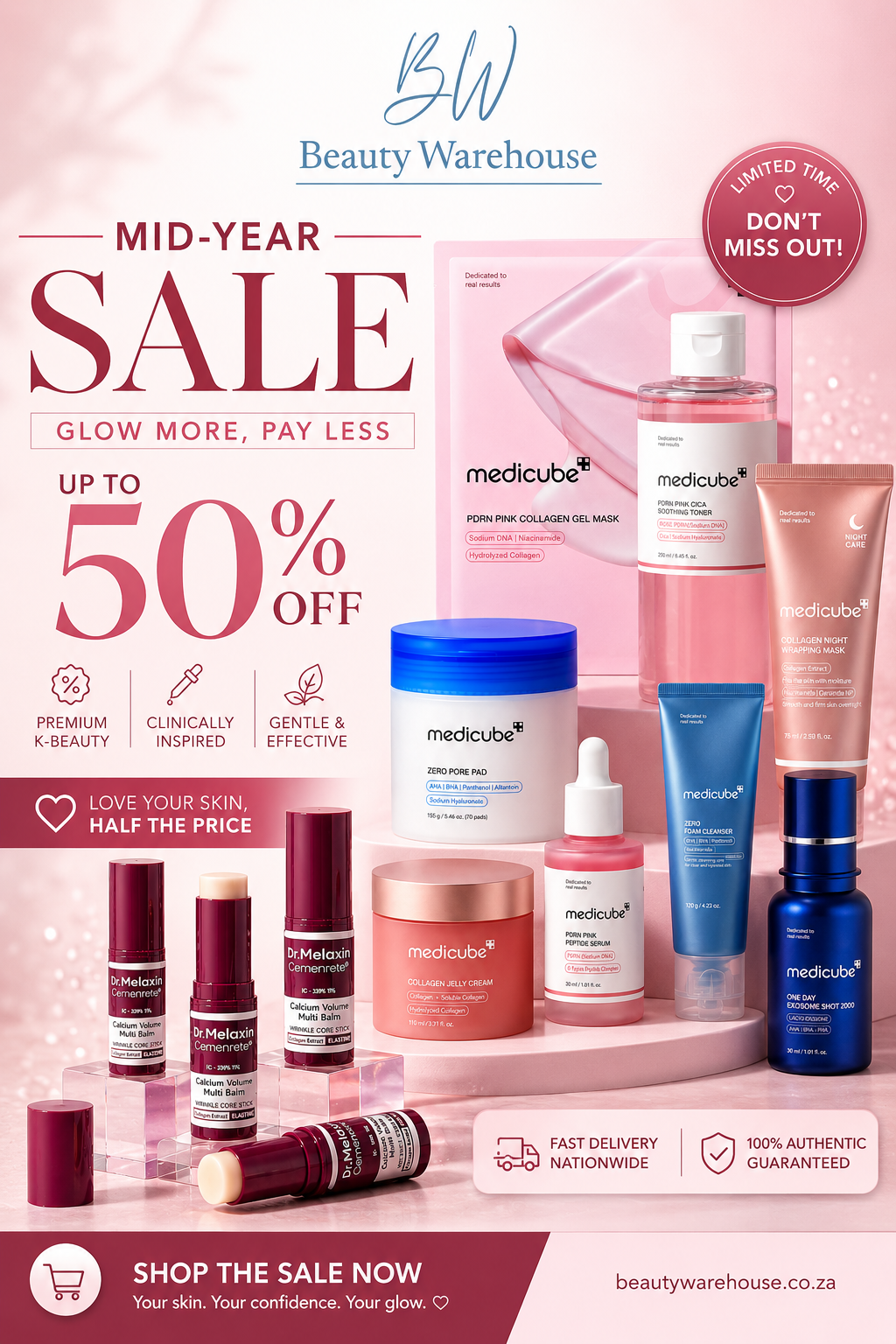 Beauty Warehouse Facebook ad: Mid-Year Sale Now Live