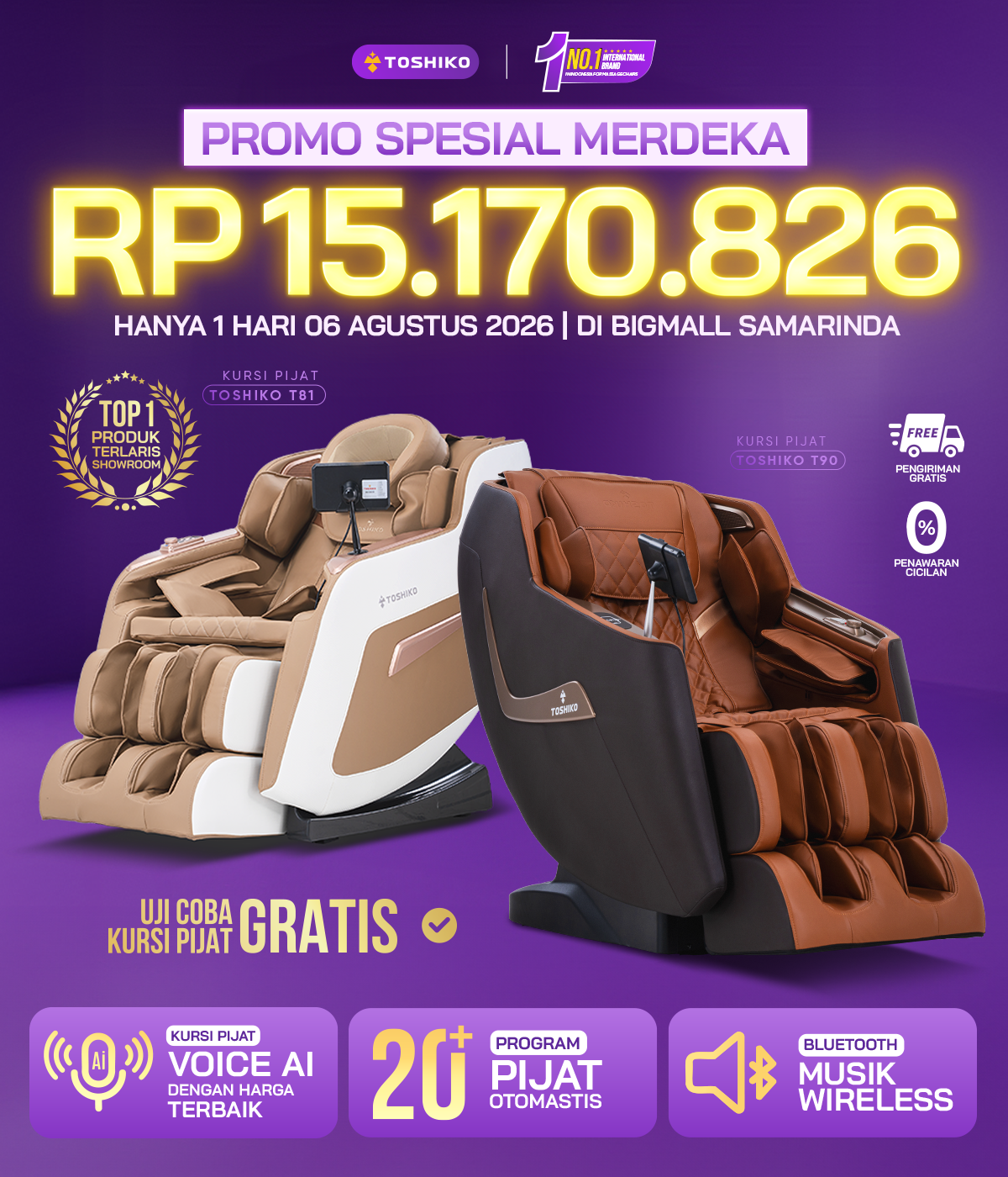 Kursi Pijat Mewah Toshiko Di Big Mall Samarinda Facebook ad: Dapatkan Promo