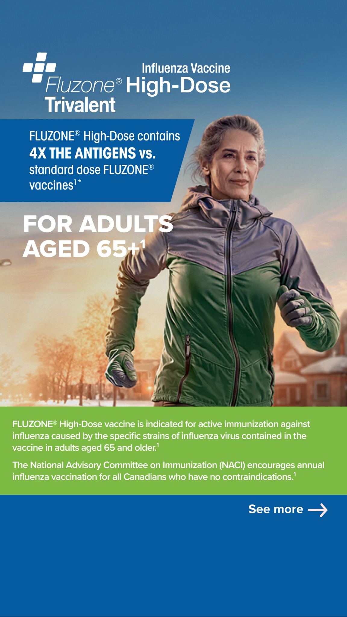 FLUZONE High-Dose Quadrivalent (influenza vaccine) Facebook ad: Even your healthiest patients may require immunization…