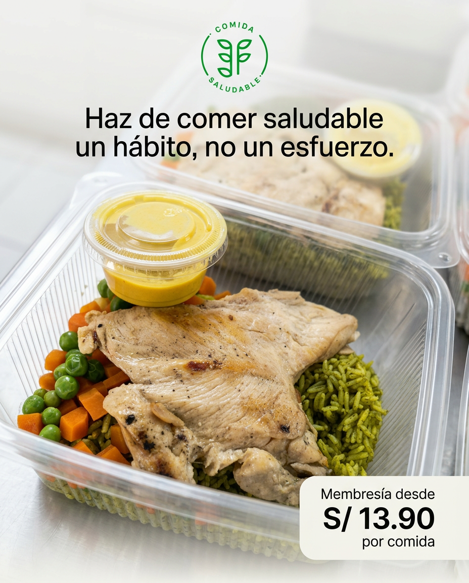 3F comida saludable Facebook ad: ¡Come saludable desde S/13.90!