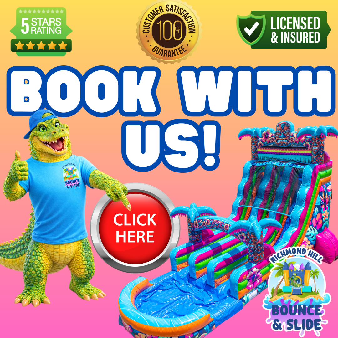 Richmond Hill Bounce and Slide Facebook ad: Thrilling Water Slides!