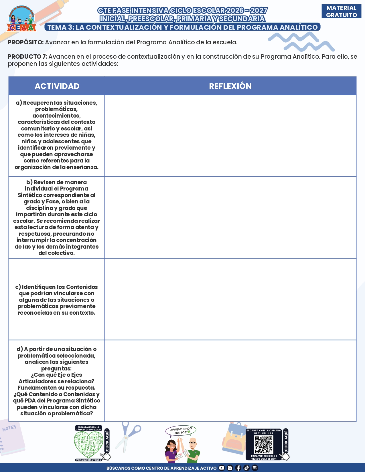 CEAA: Centro de Aprendizaje Activo Facebook ad: FORMATO DE PRODUCTOS para el TEMA 3 de…