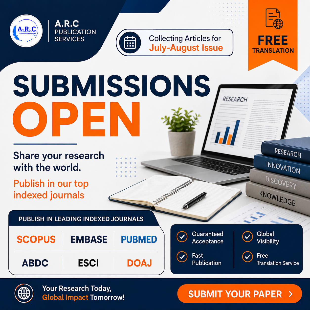 ARC Publication Facebook ad: Get Published in Top Journals