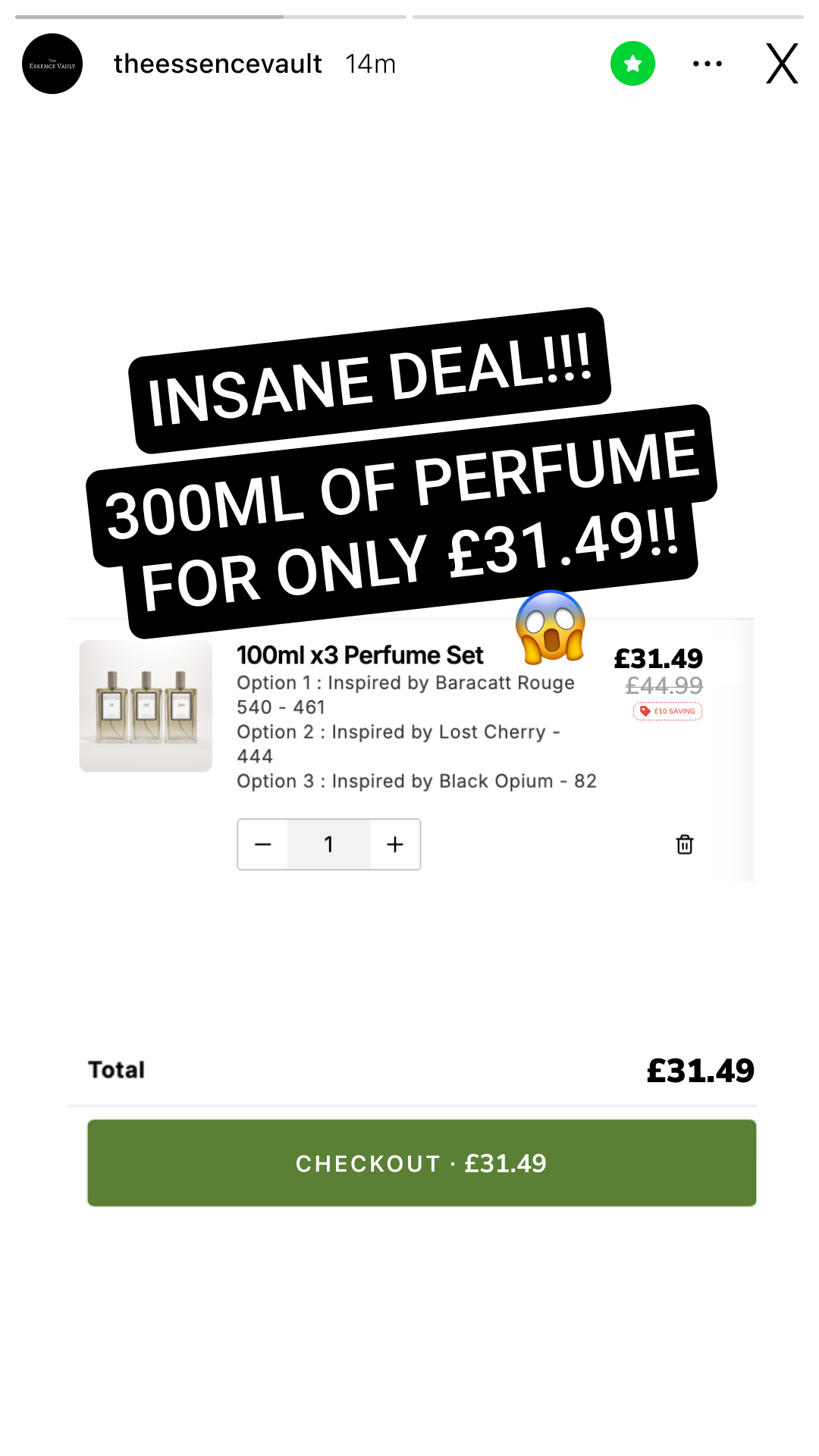 The Essence Vault Facebook ad