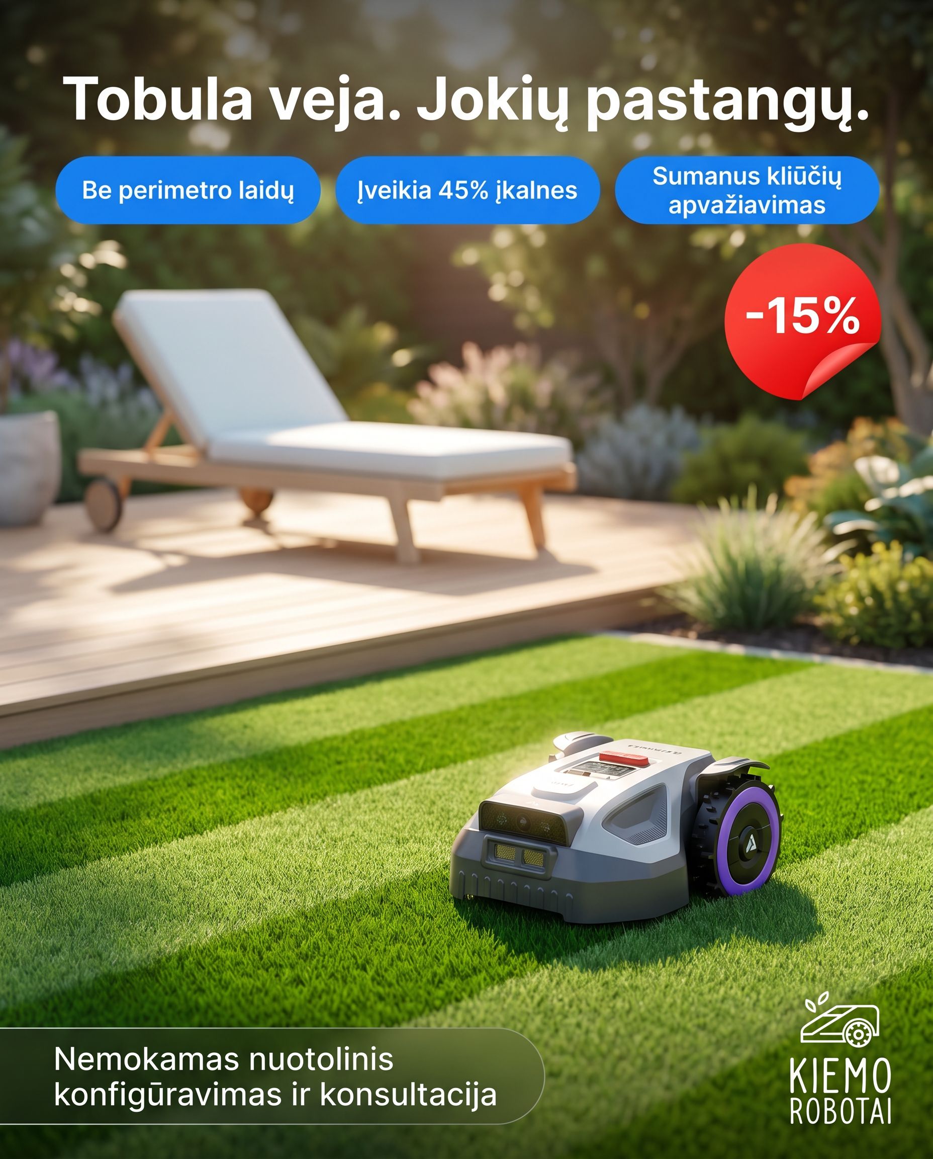 Anthbot Lietuva Facebook ad: Tobula veja. Jokių pastangų.