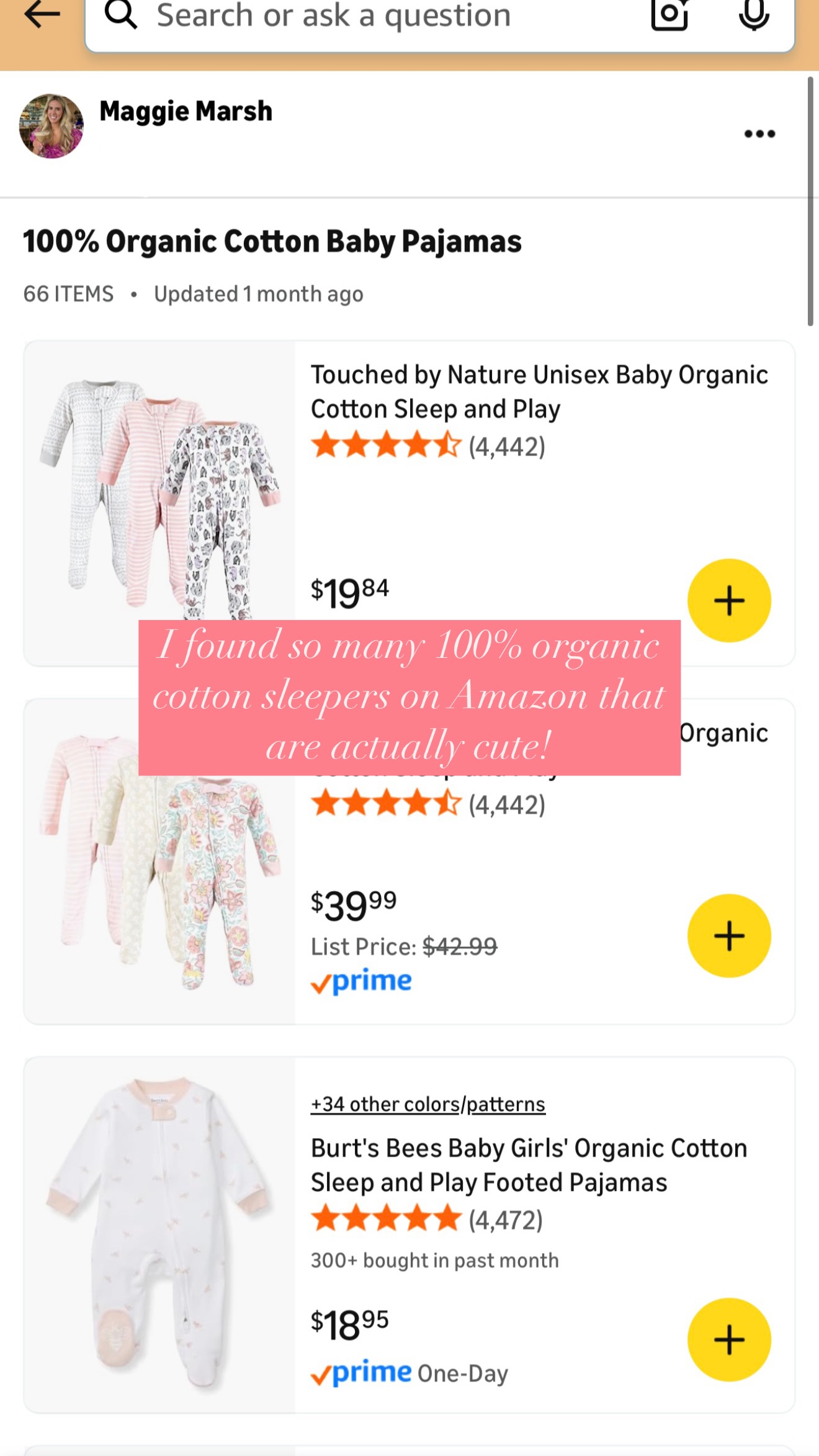 Maggie Marsh Facebook ad: Maggie Marsh's Amazon Page - 100% Organic Cotton Baby…