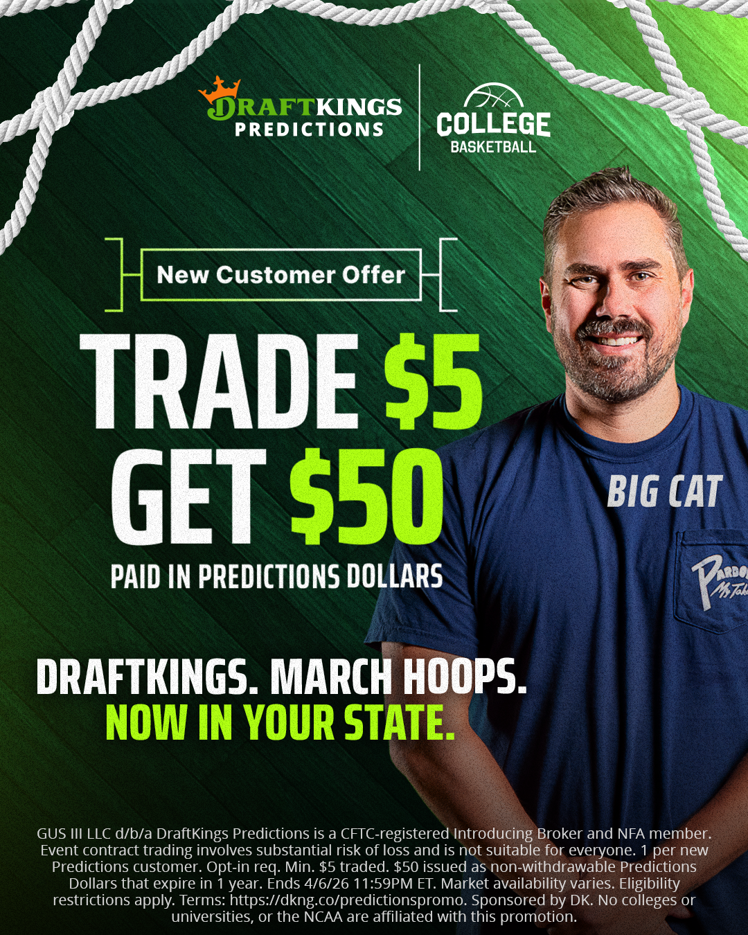 DraftKings Predictions Facebook ad: Available in your state!