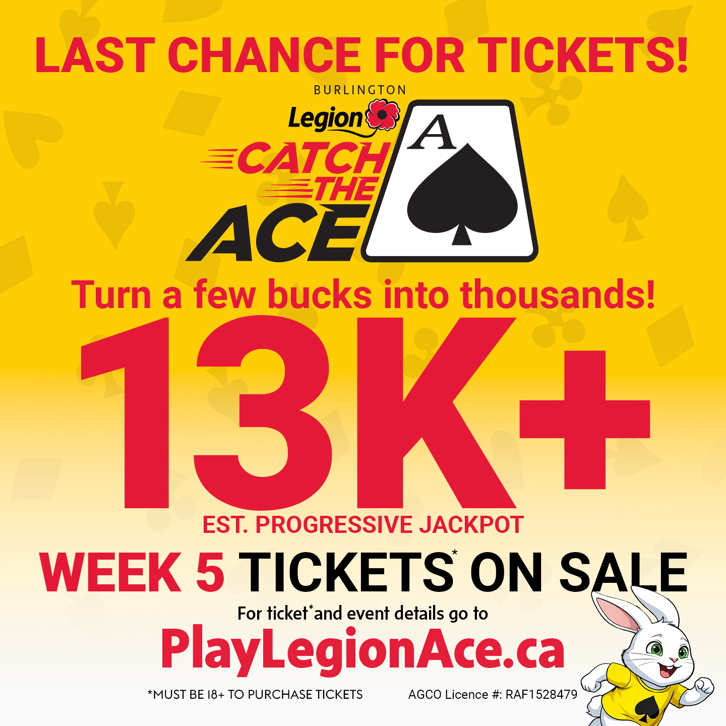 Legion Burlington Branch 60 Facebook ad: +$13K IS WAITING. WILL YOU FIND THE ACE SUNDAY?