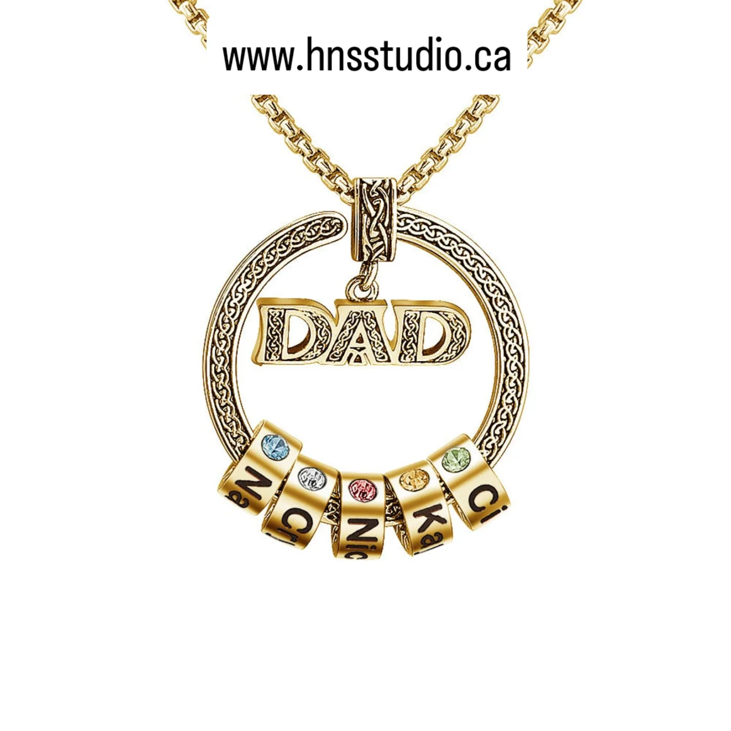 HNS Studio Facebook ad: Family Name Necklace For Dad