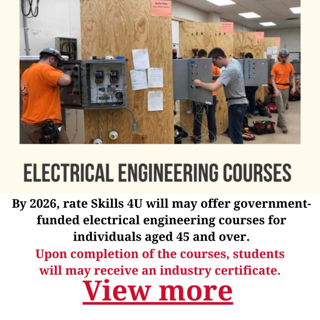 NextStep Trainings Facebook ad: Electrical Engineering Courses
