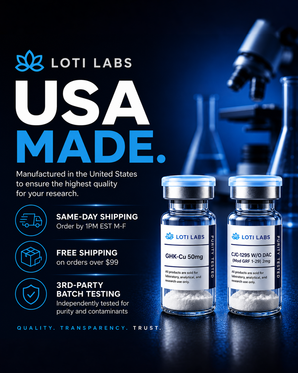 Loti Labs Facebook ad: USA-Made. COA-Backed.