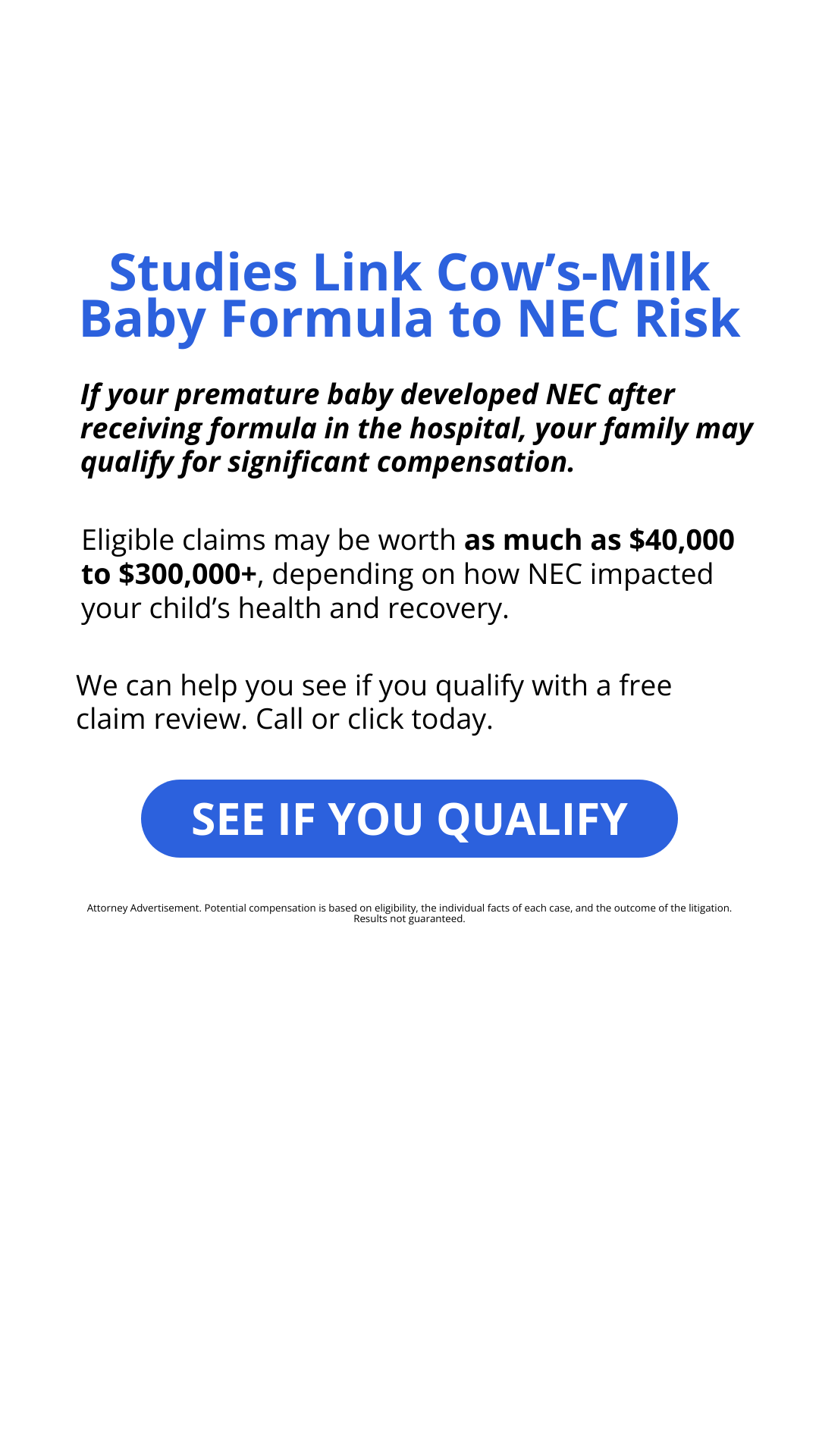 NEC Infant Formula Claims Facebook ad