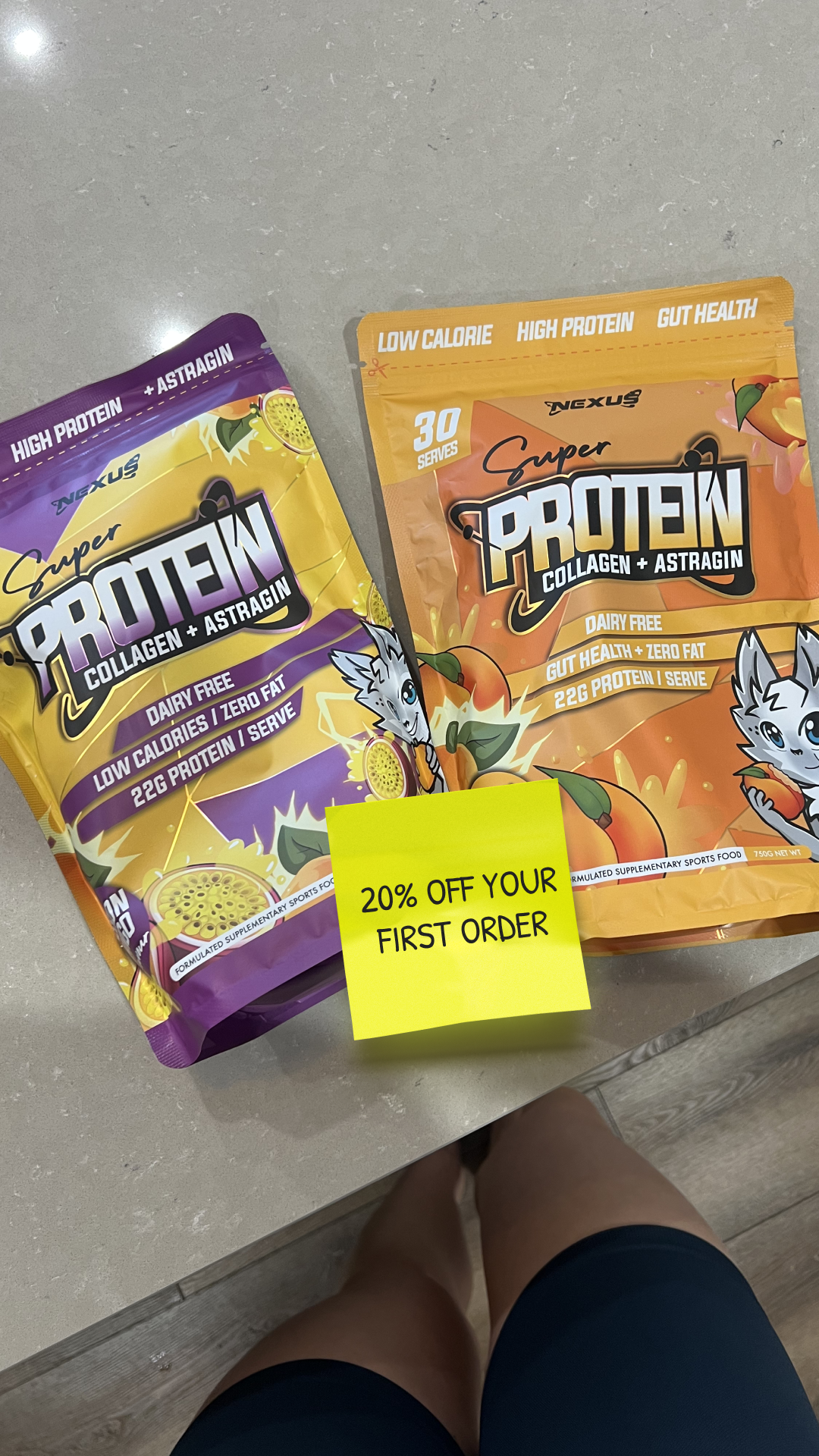 NEXUS Sports Nutrition Facebook ad: 20% Off Your First Order