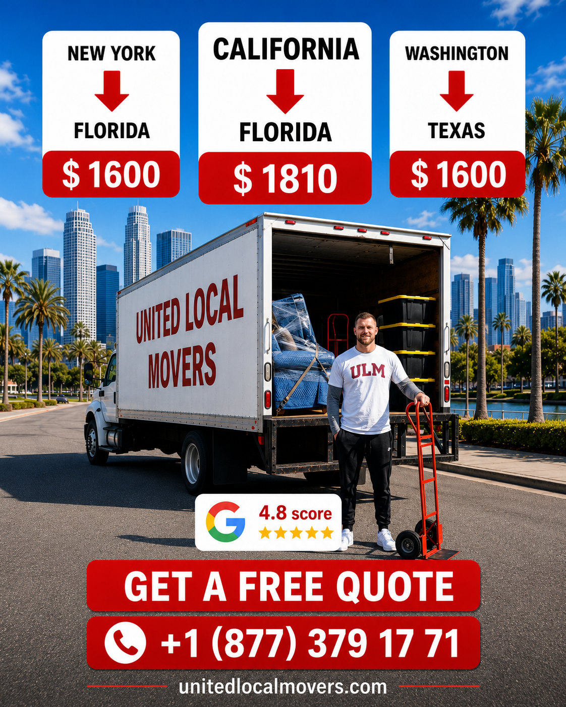 United Local Movers Facebook ad: Move Across the U.S. With ULM