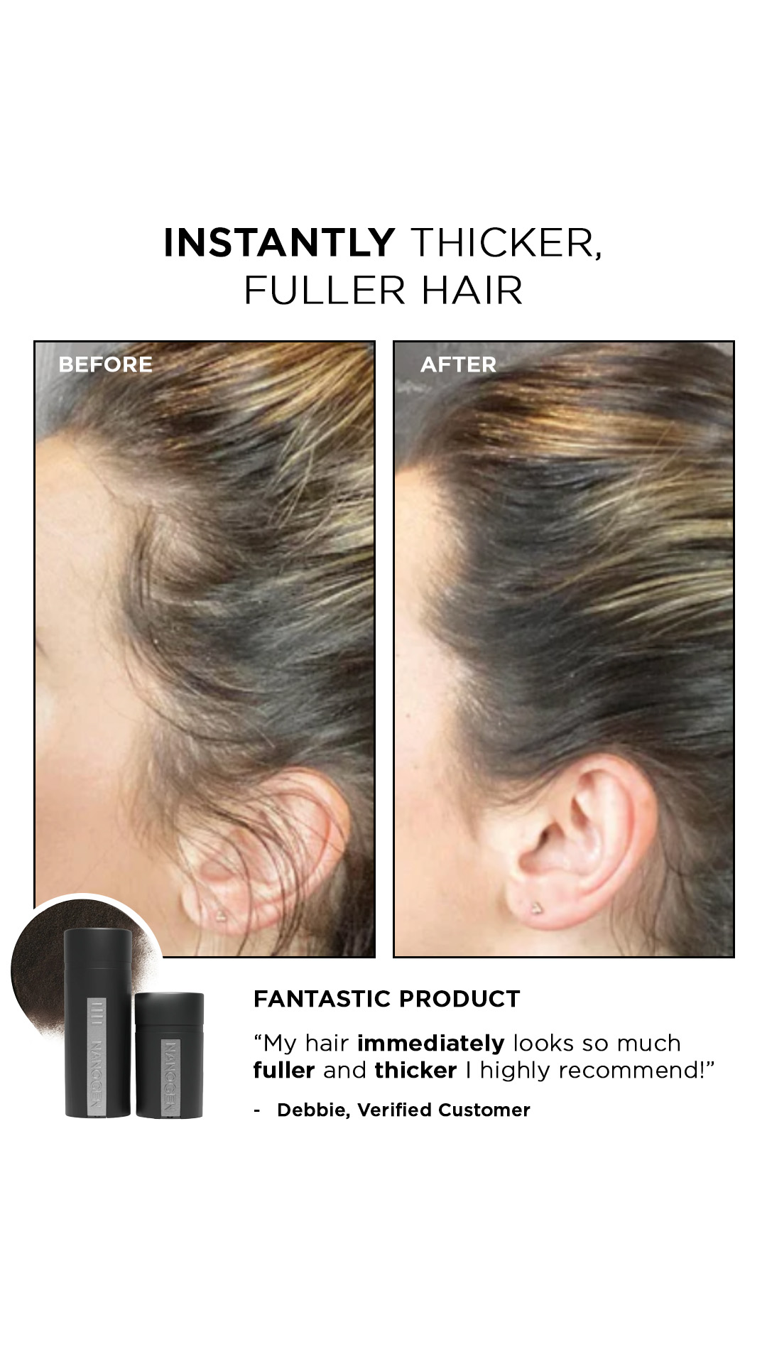 Nanogen - The Science of Thicker Hair Facebook ad