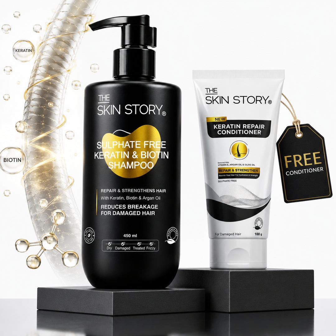 The Skin Story Facebook ad: Frizz stealing your shine?