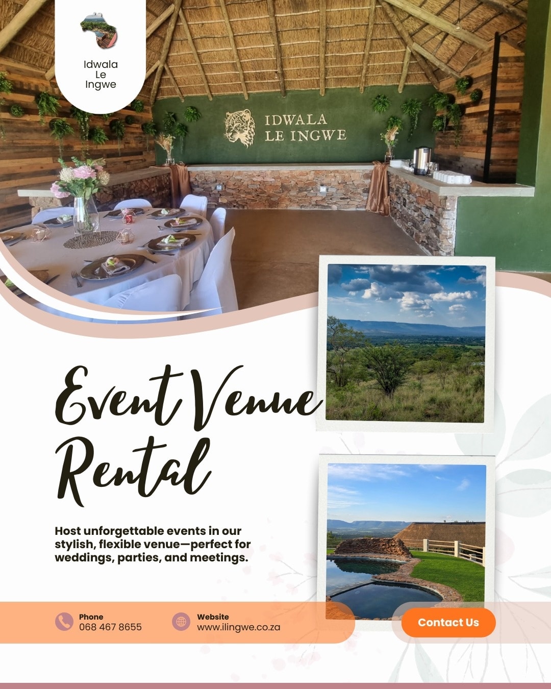 Idwala Le Ingwe Lodge and Wedding Venue Facebook ad: Where Intimate Weddings Become Unforgettable Memories