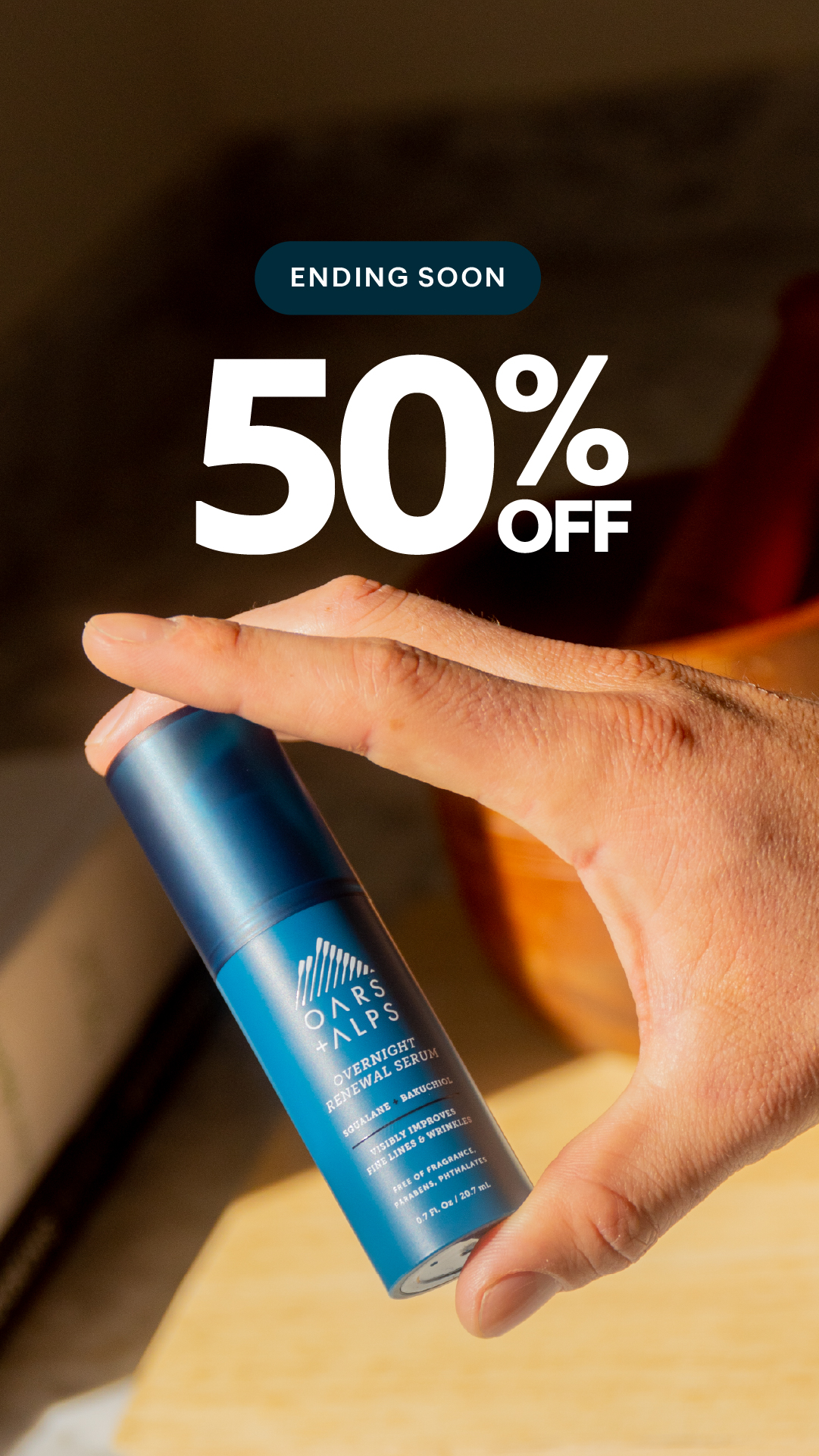 Oars + Alps Facebook ad: The clock is ticking on 50% off!