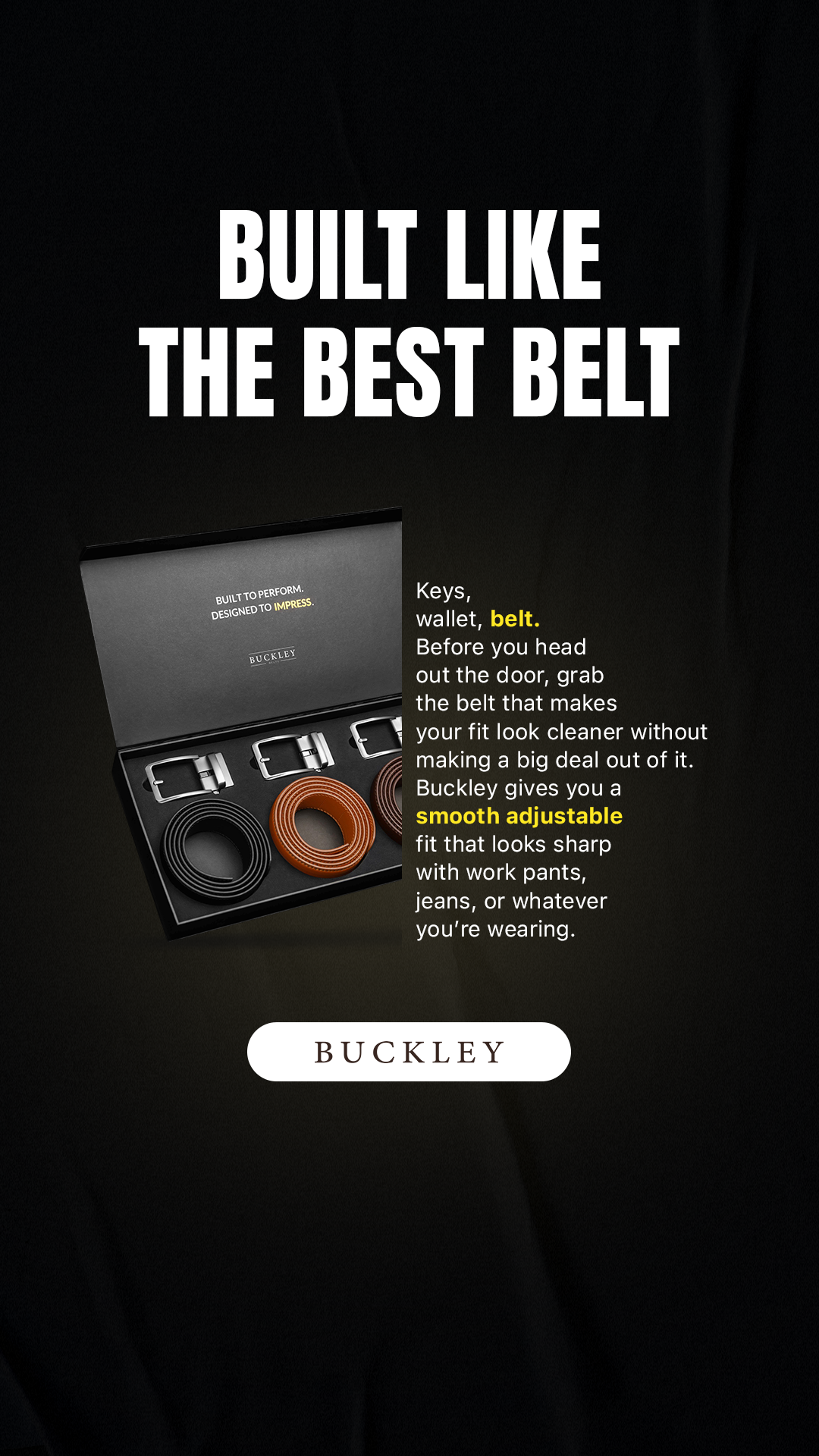 Buckley Belts Facebook ad