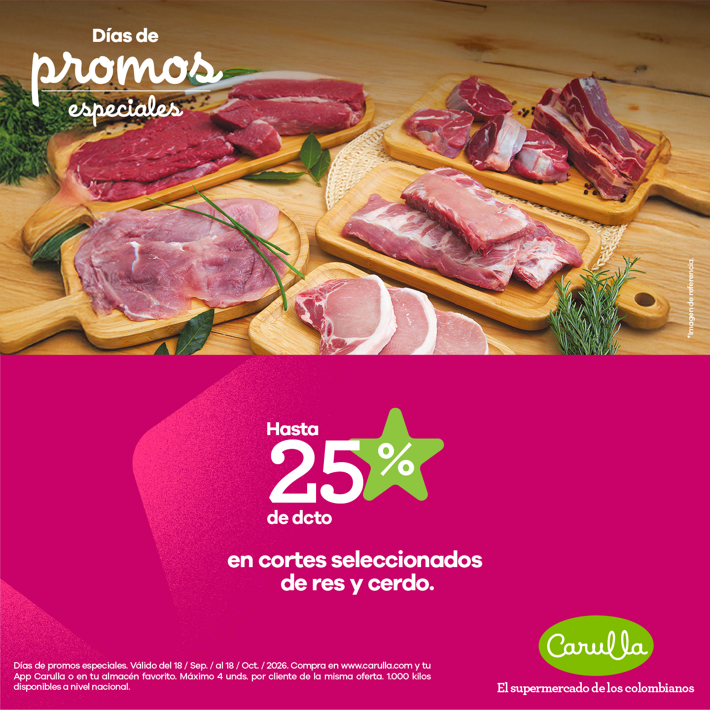 Carulla Facebook ad: Proteína para tus recetas.