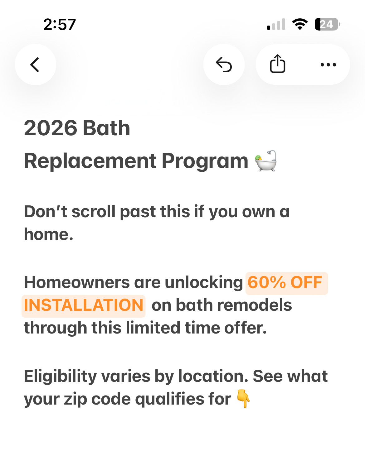 Love Your Bath Facebook ad