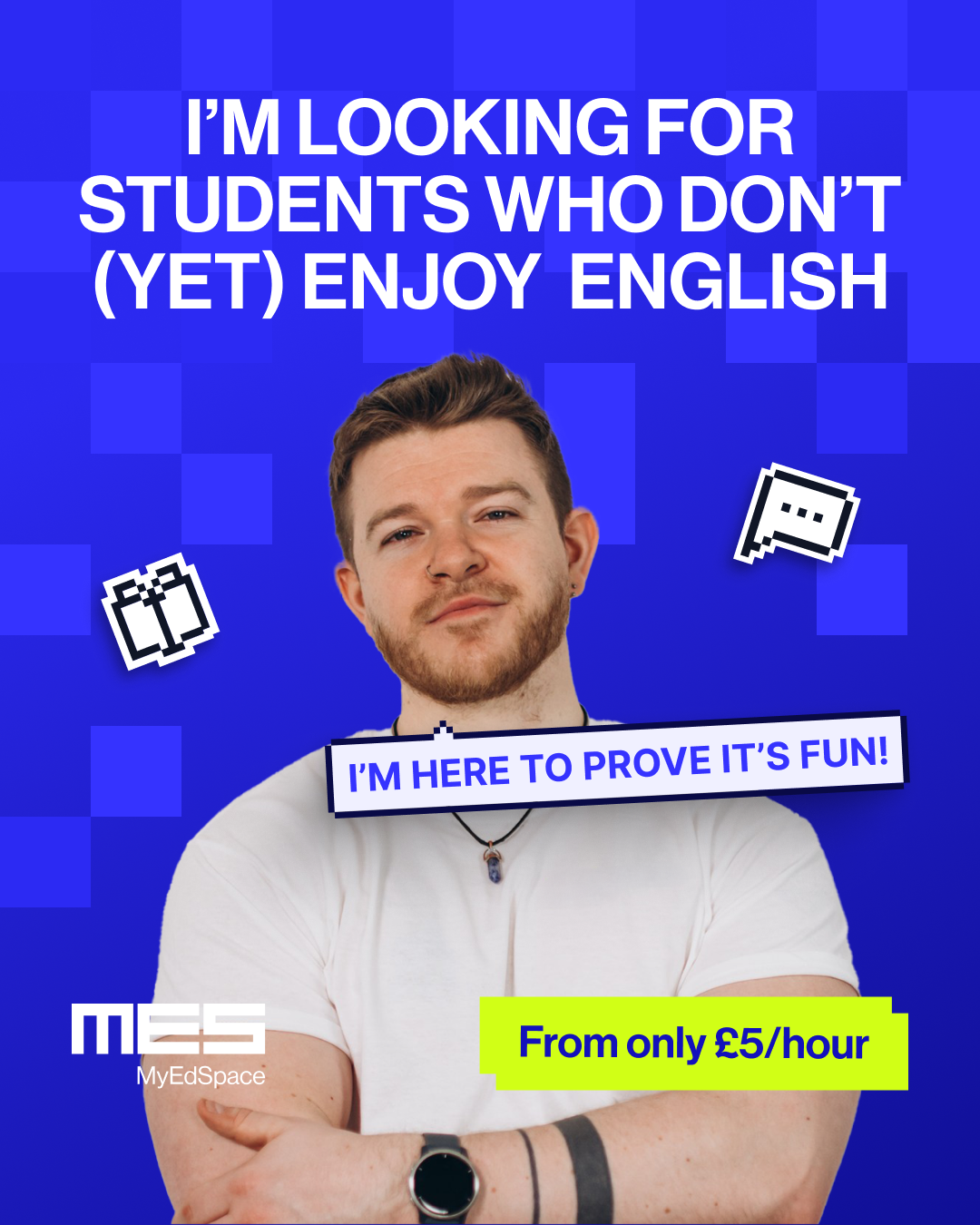MyEdSpace Facebook ad: Top English Teachers From £6/Lesson