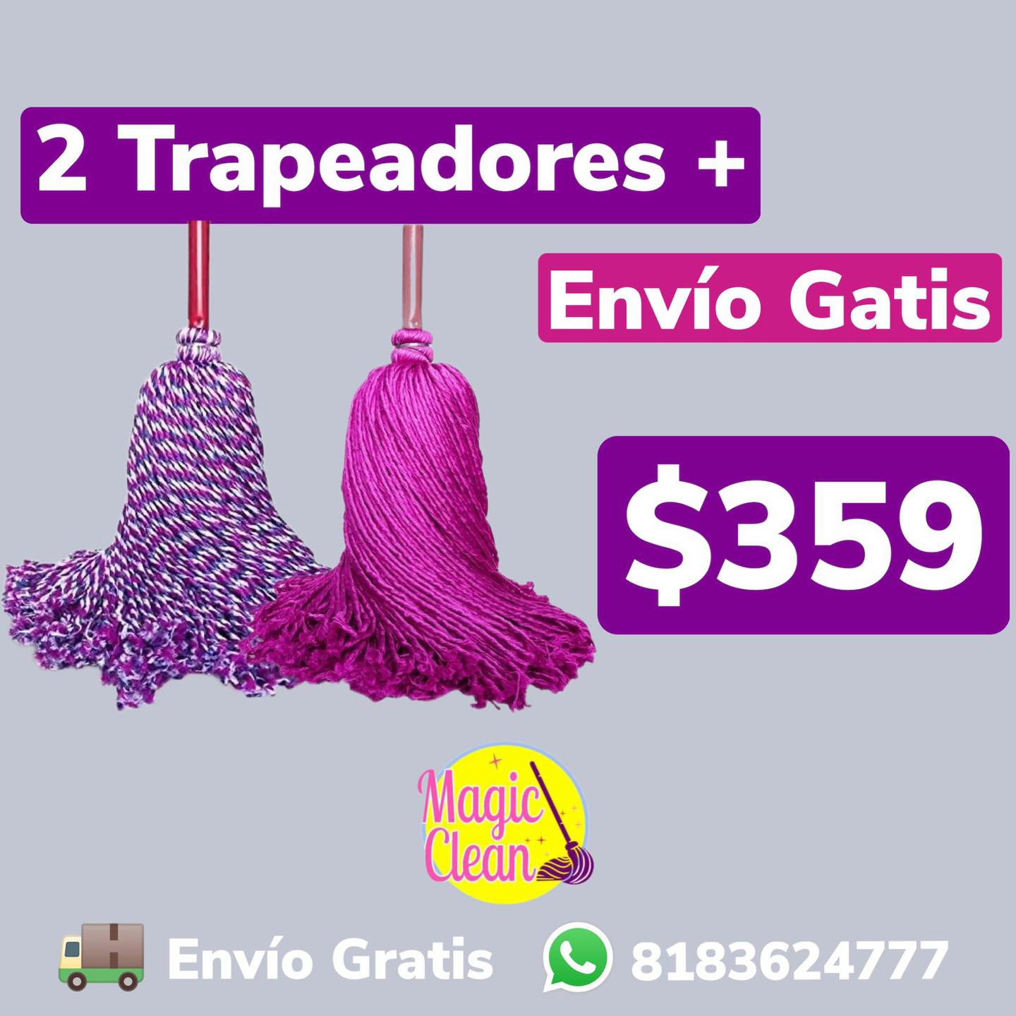 Magic clean trapeadores de microfibra europea Facebook ad: 2 Trapeadores