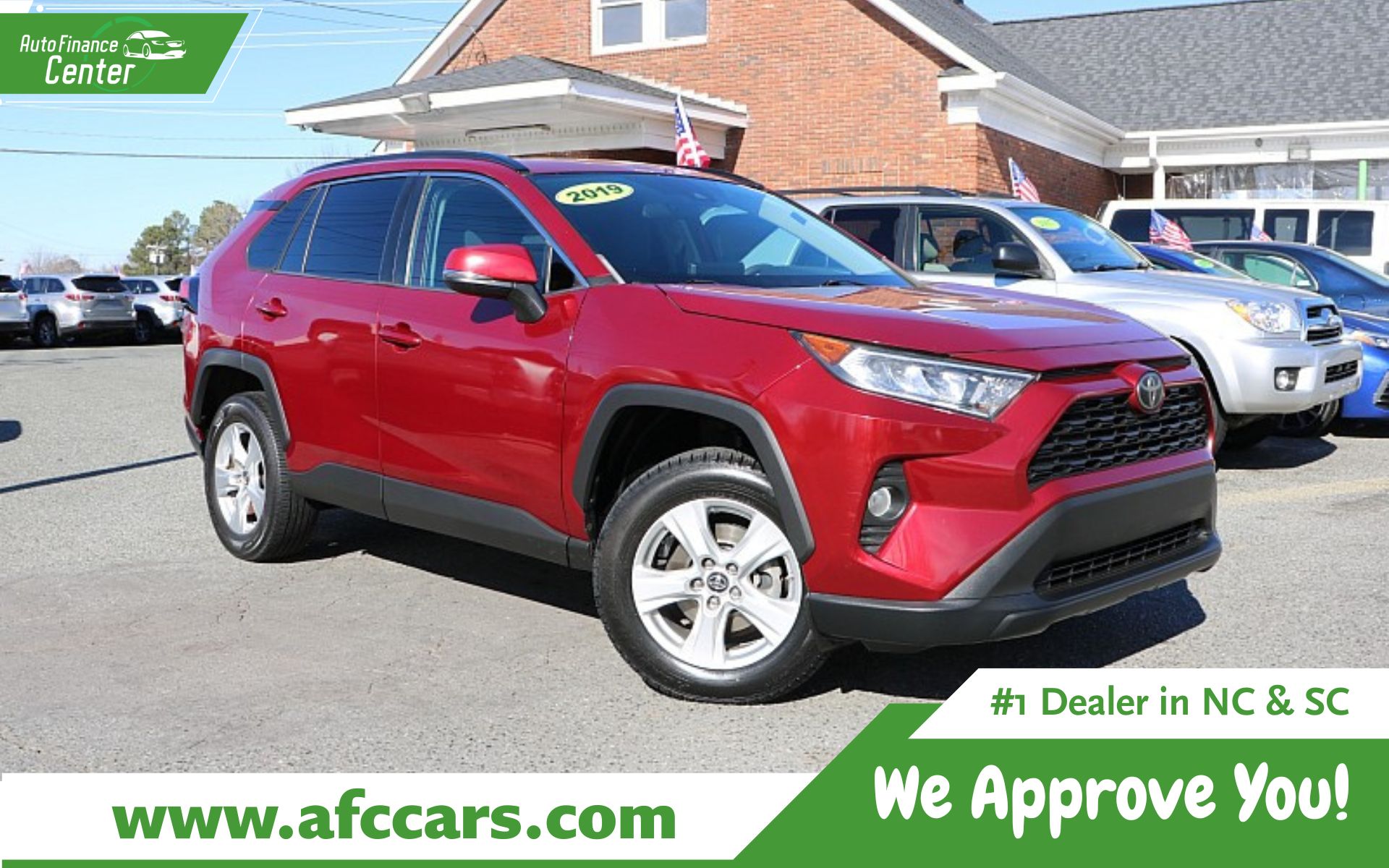 Auto Finance Center Facebook ad: This striking 2019 Toyota RAV4 XLE in the…