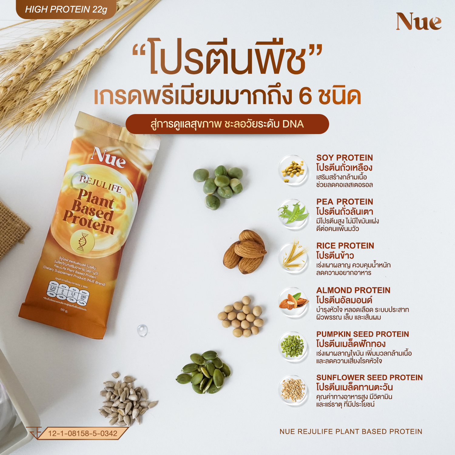 Nue โปรตีนพืช นวัตกรรมย้อนวัย Facebook ad: ❝โปรตีนพืช❞ เกรดพรีเมียมมากถึง 𝟔 ชนิด สู่การดูแลสุขภาพ…
