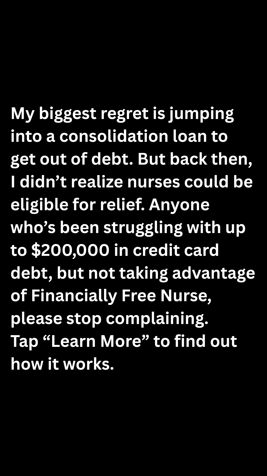 Financially Free Nurse Facebook ad