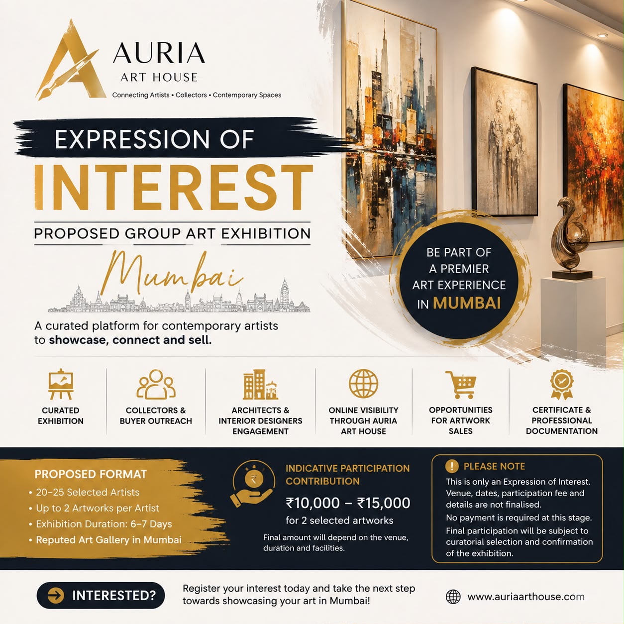 Auria Art House Facebook ad: EXPRESSION OF INTEREST, MUMBAI ART EXHIBITION