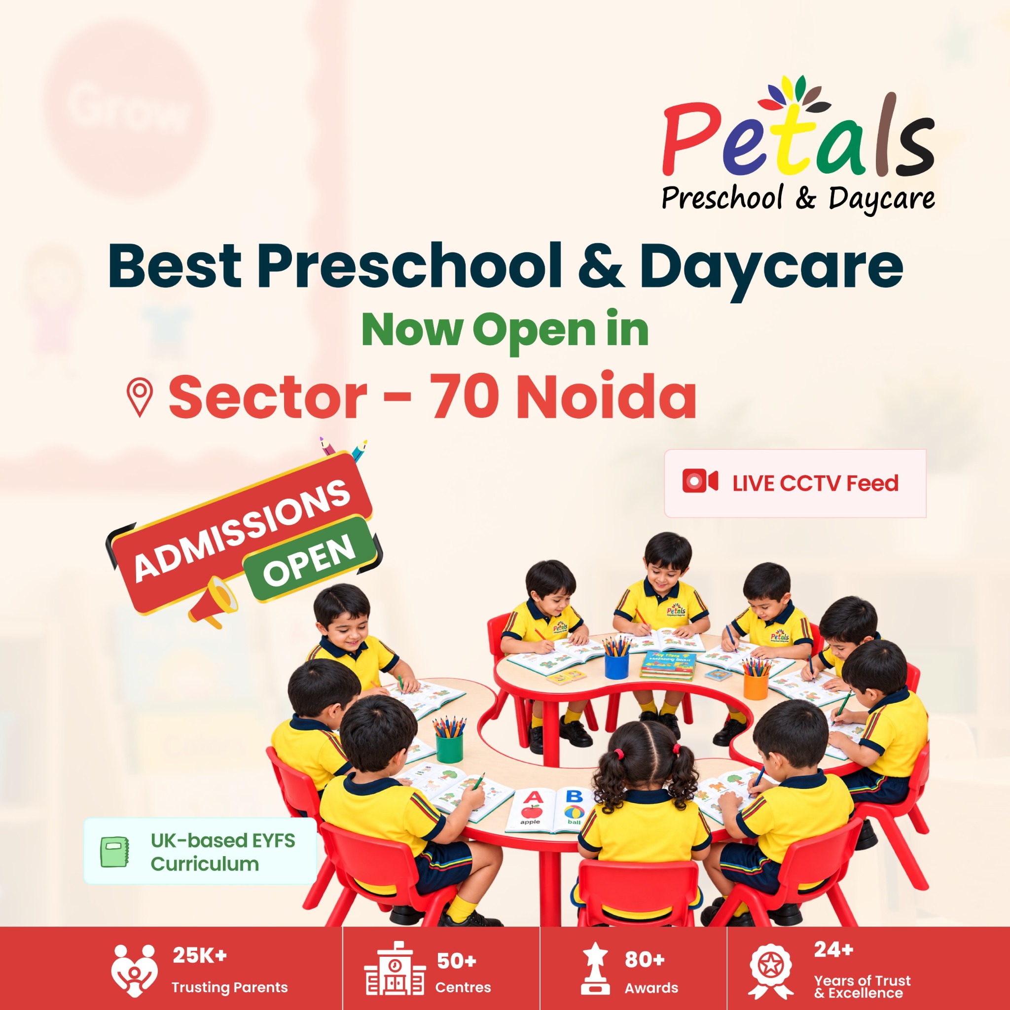 Petals Preschool & Day Care Facebook ad: Preschool & Day Care in Sector 70 Noida