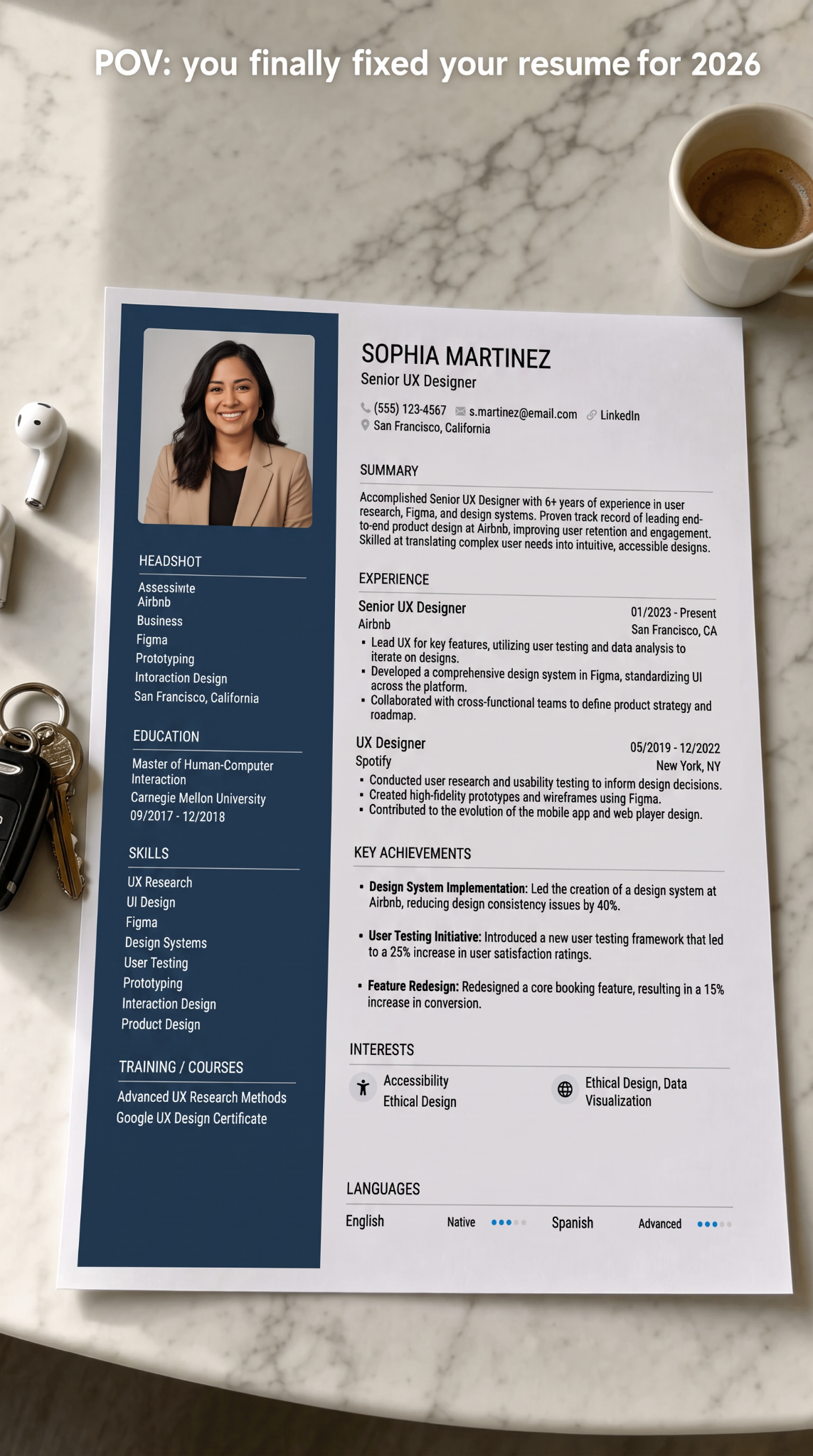 Elegant CV Facebook ad