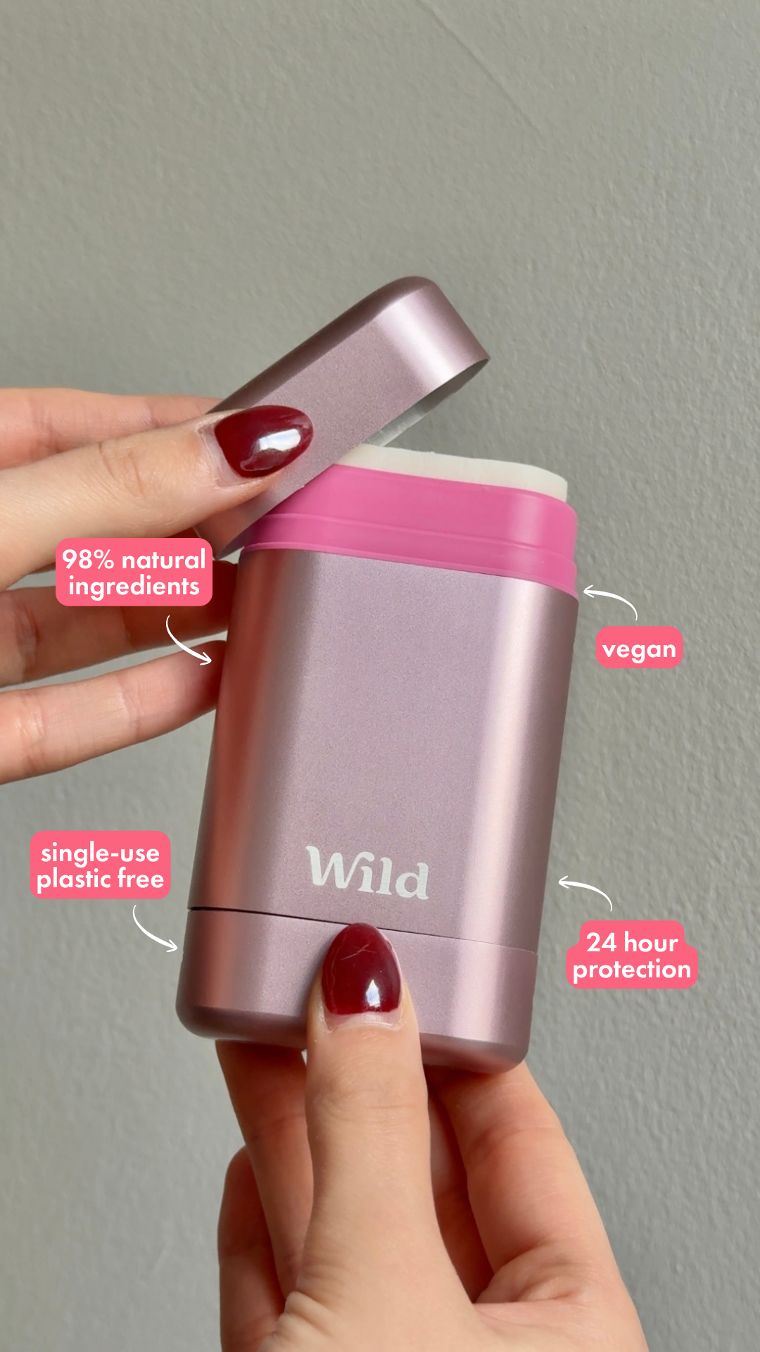 Wild Facebook ad: Wild deodorant, 98% natural, totally effective.