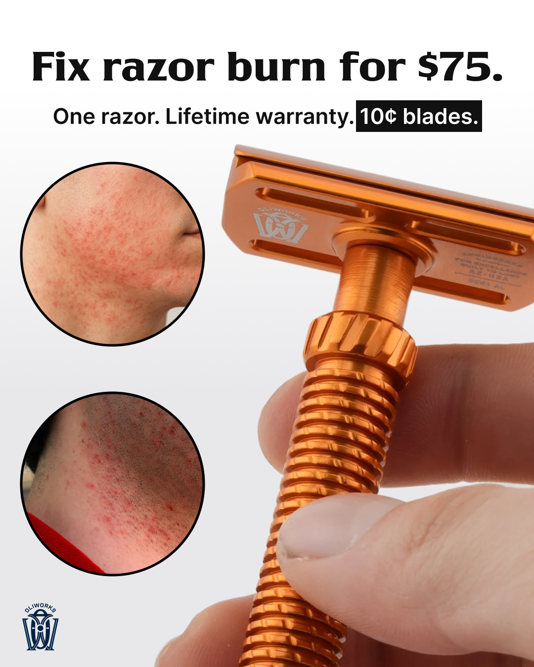OliWorks Facebook ad: End razor burn for good