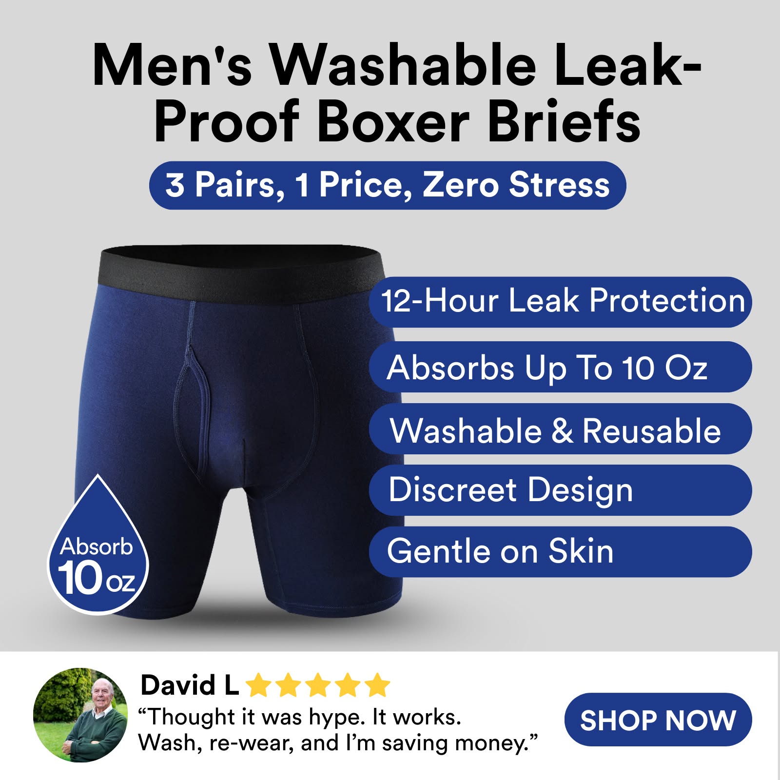Oenko Wear Facebook ad: Your day-without leak checks.
