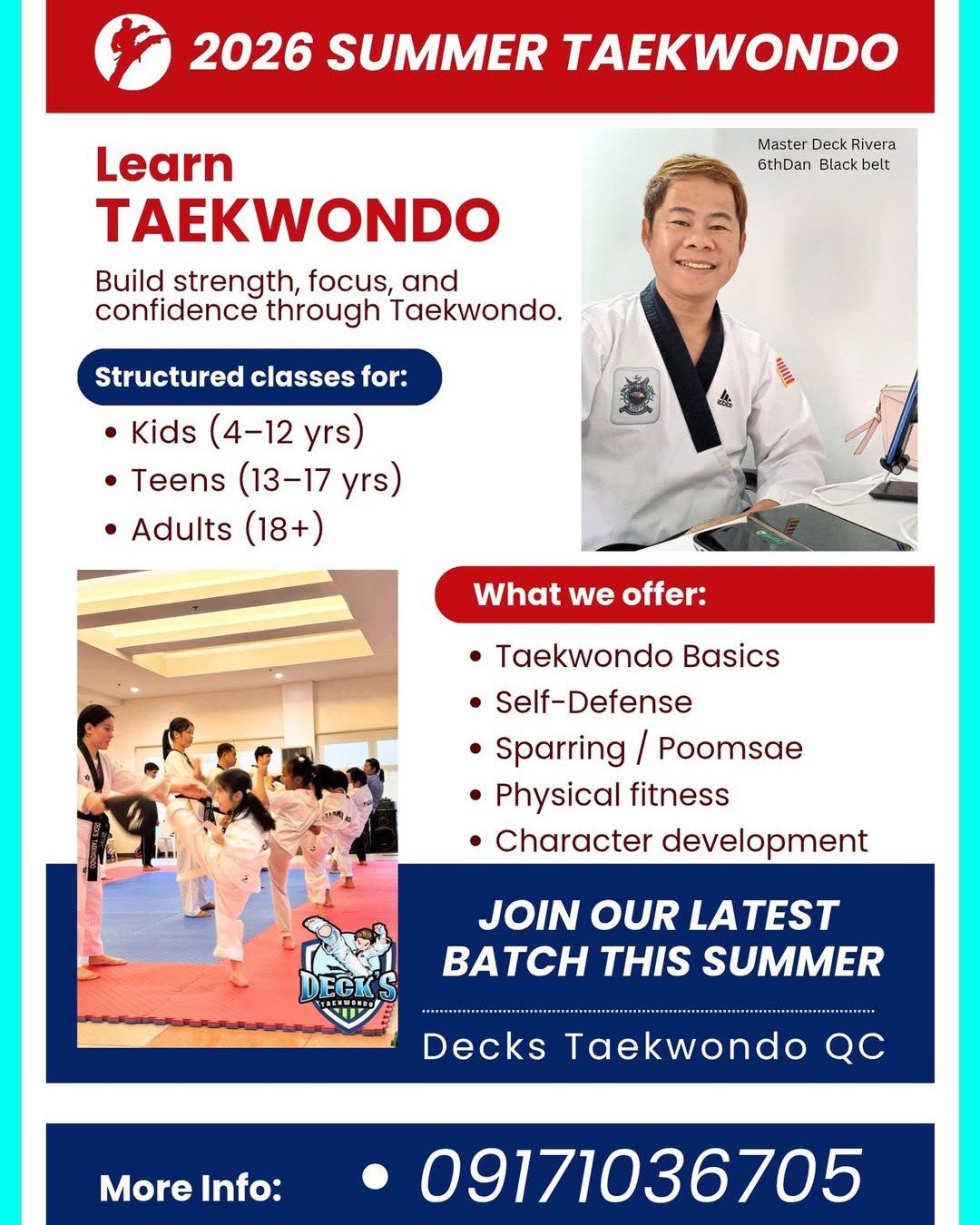 Decks Taekwondo - Quezon City Facebook ad: Join DECKS TAEKWONDO SUMMER PROGRAM, kicking off this…