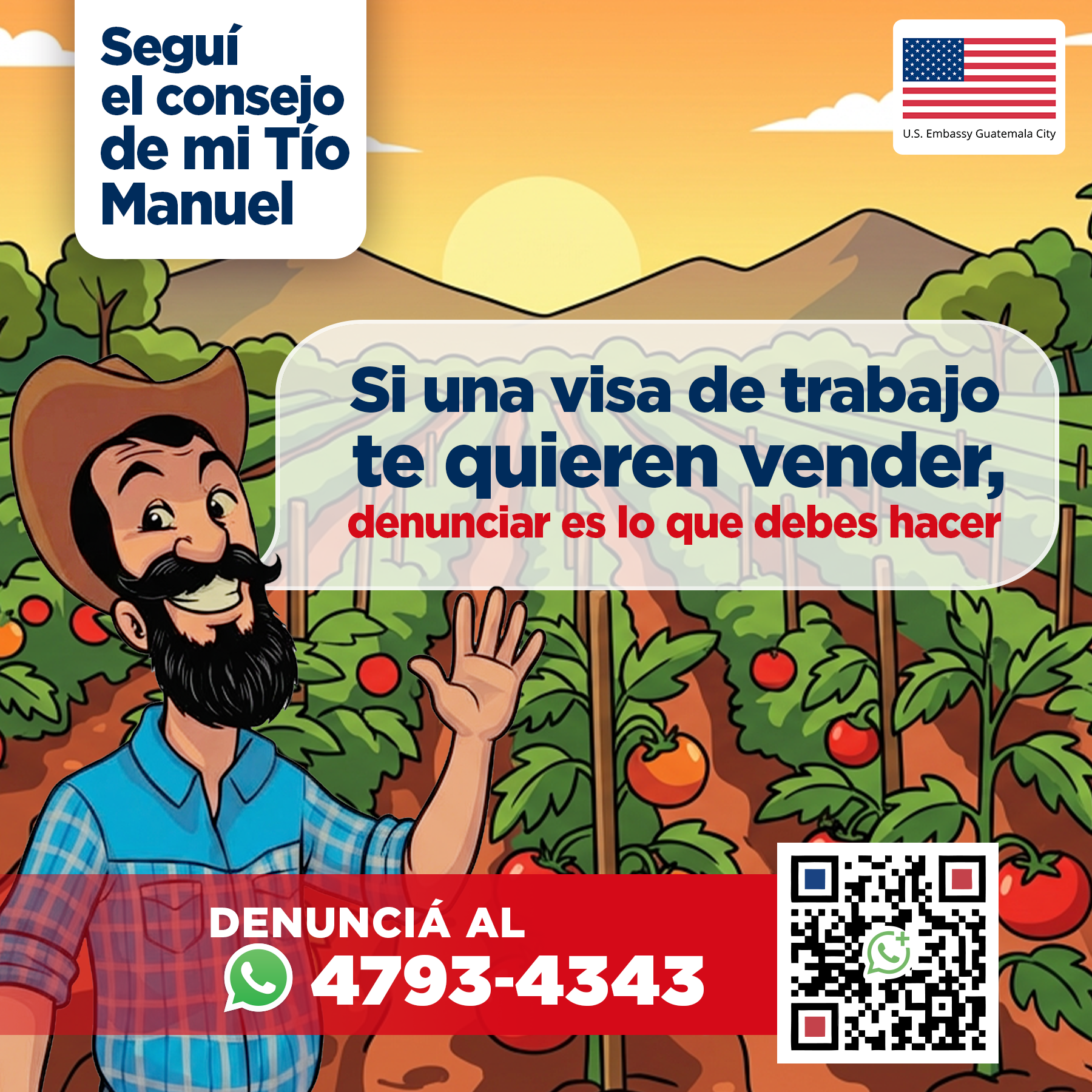 US Embassy Guatemala Facebook ad: Seguí el consejo del Tío Manuel