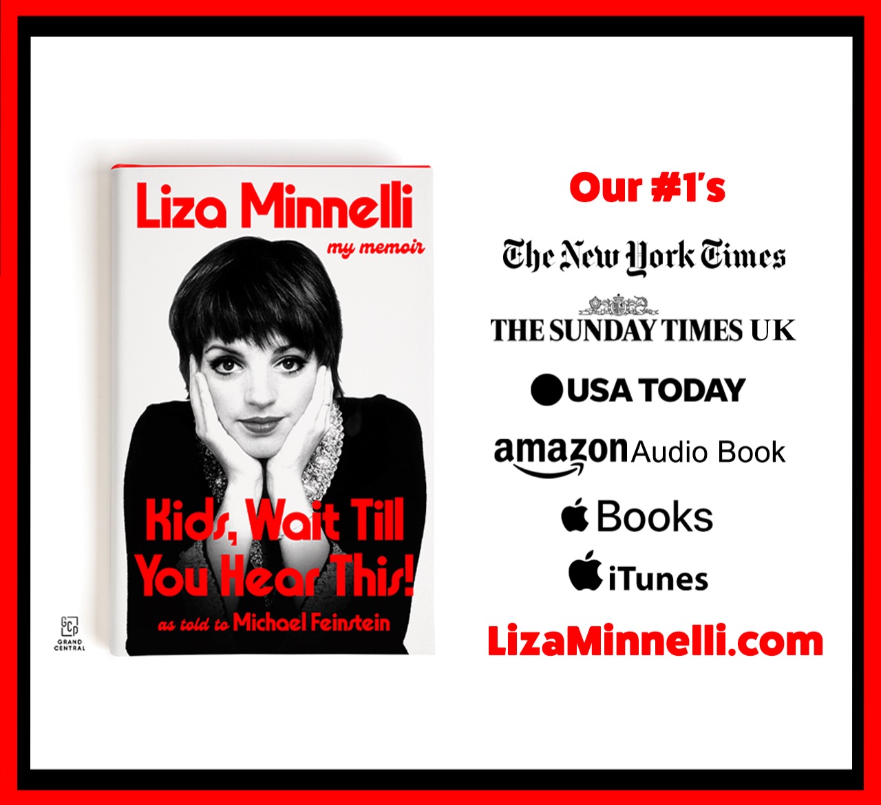 Liza Minnelli Facebook ad: Signed Memoir Kids, Wait Till You Hear This Hardcover