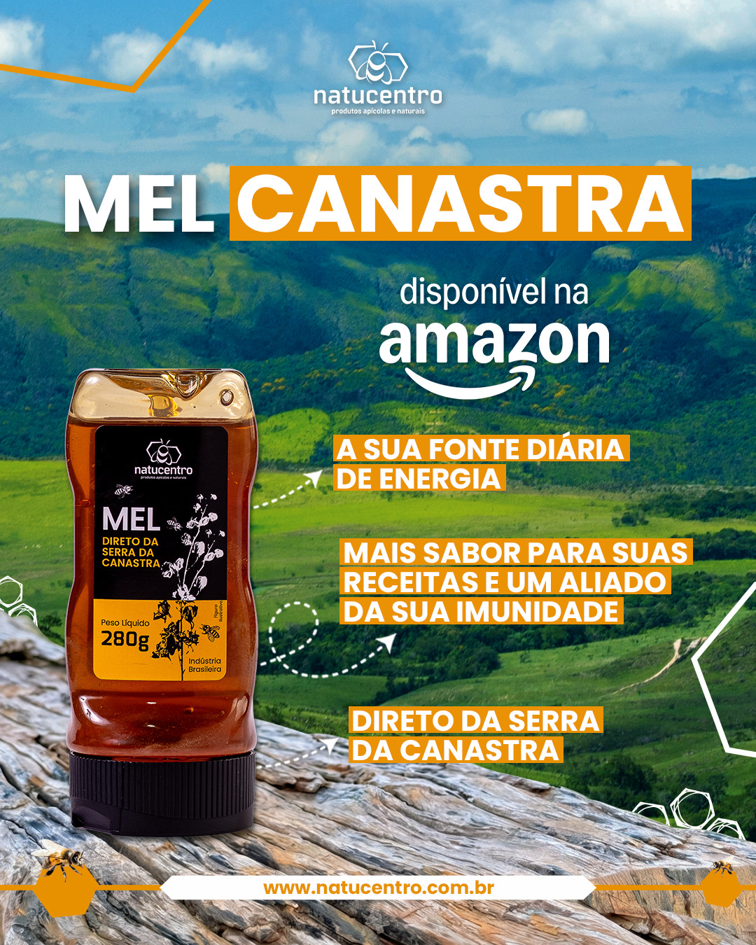 Natucentro Facebook ad: Natucentro Mel Puro Canastra 280g - Mel com Blend de…