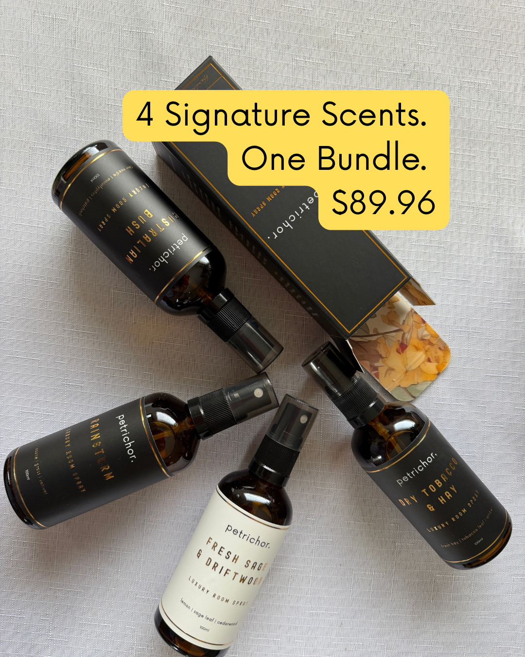 petrichor_candles Facebook ad: 4 Scents. One Bundle.