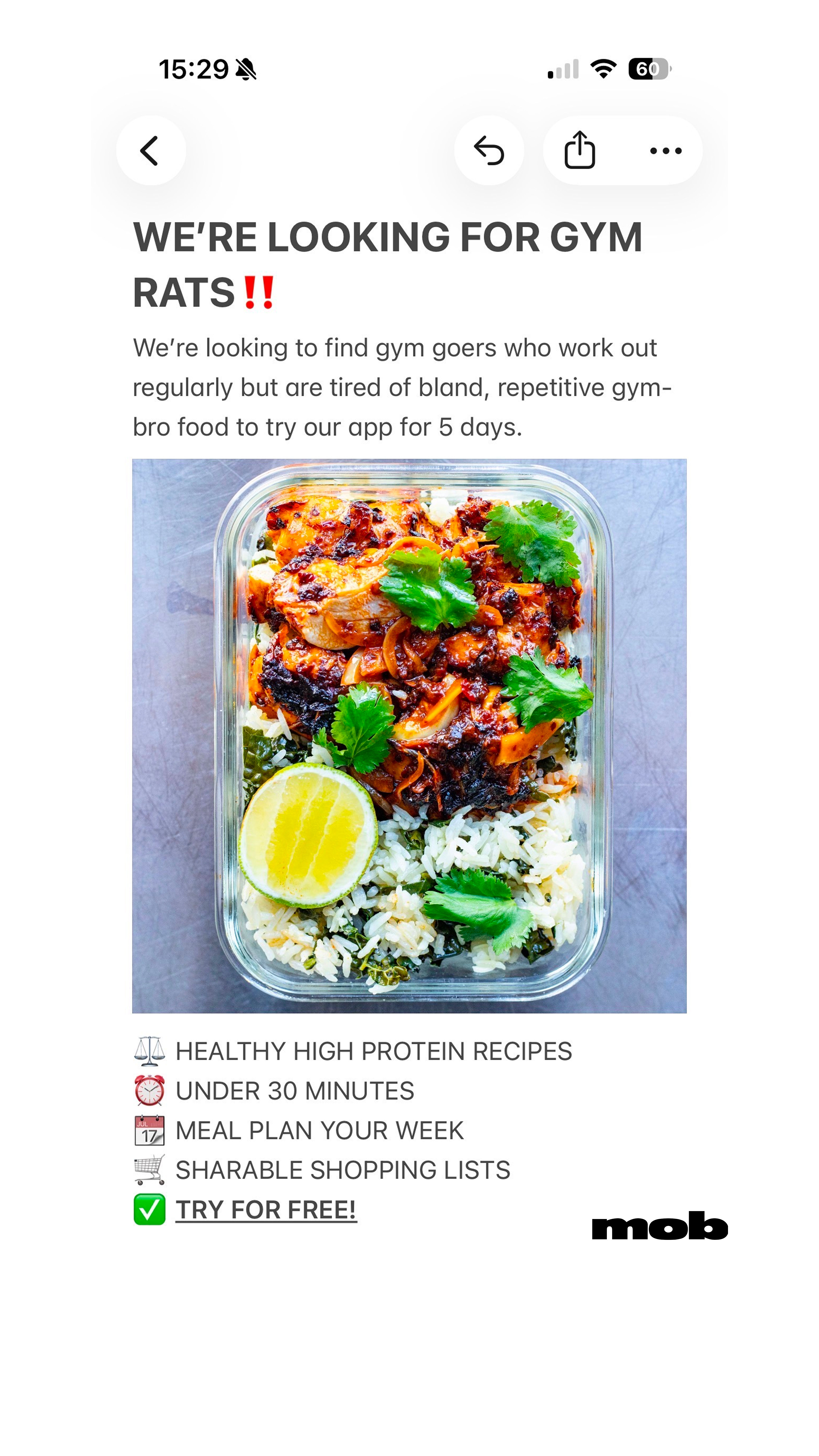 Mob Facebook ad