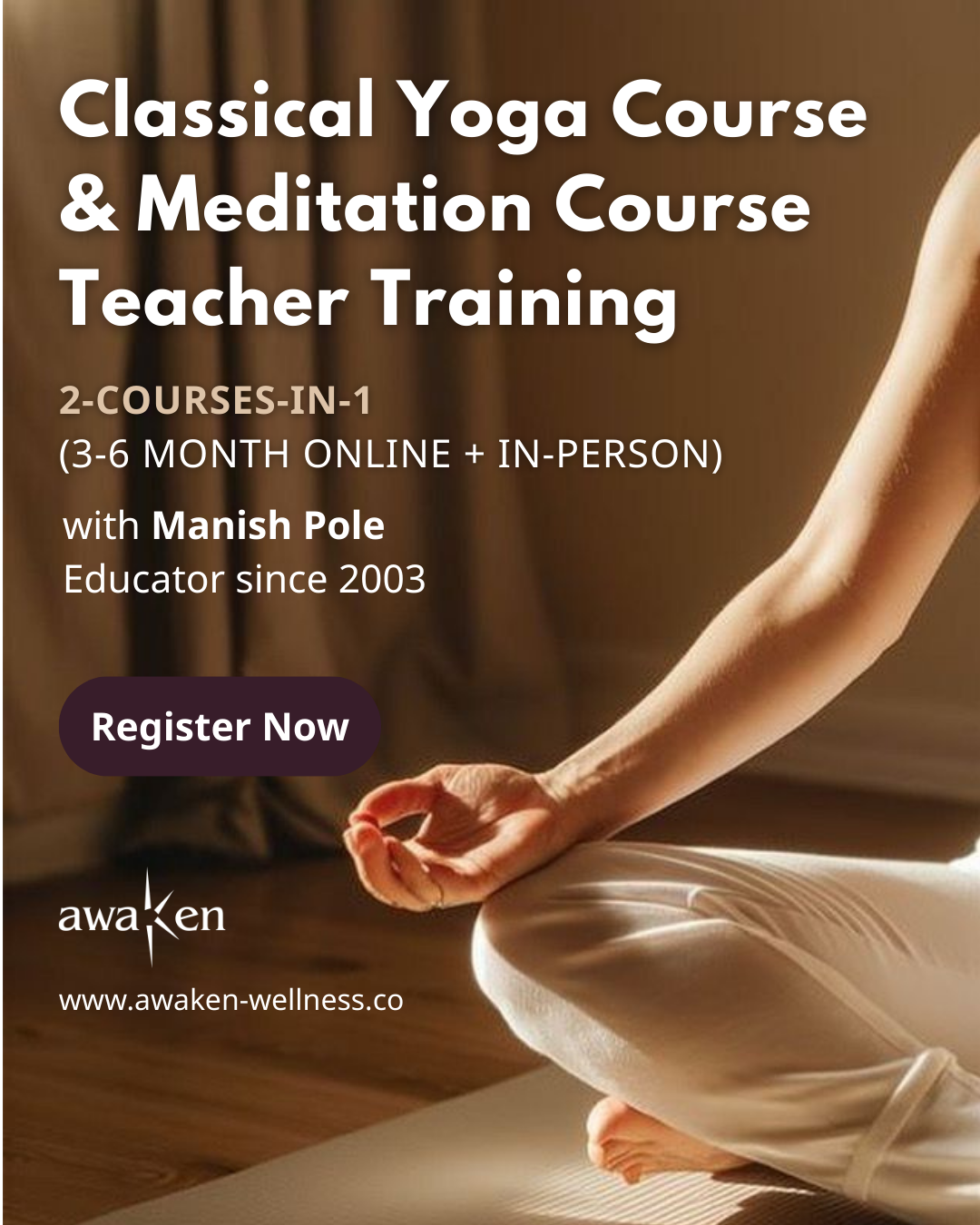 Awaken Wellness Facebook ad: Classical Yoga & Meditation Teacher Training…