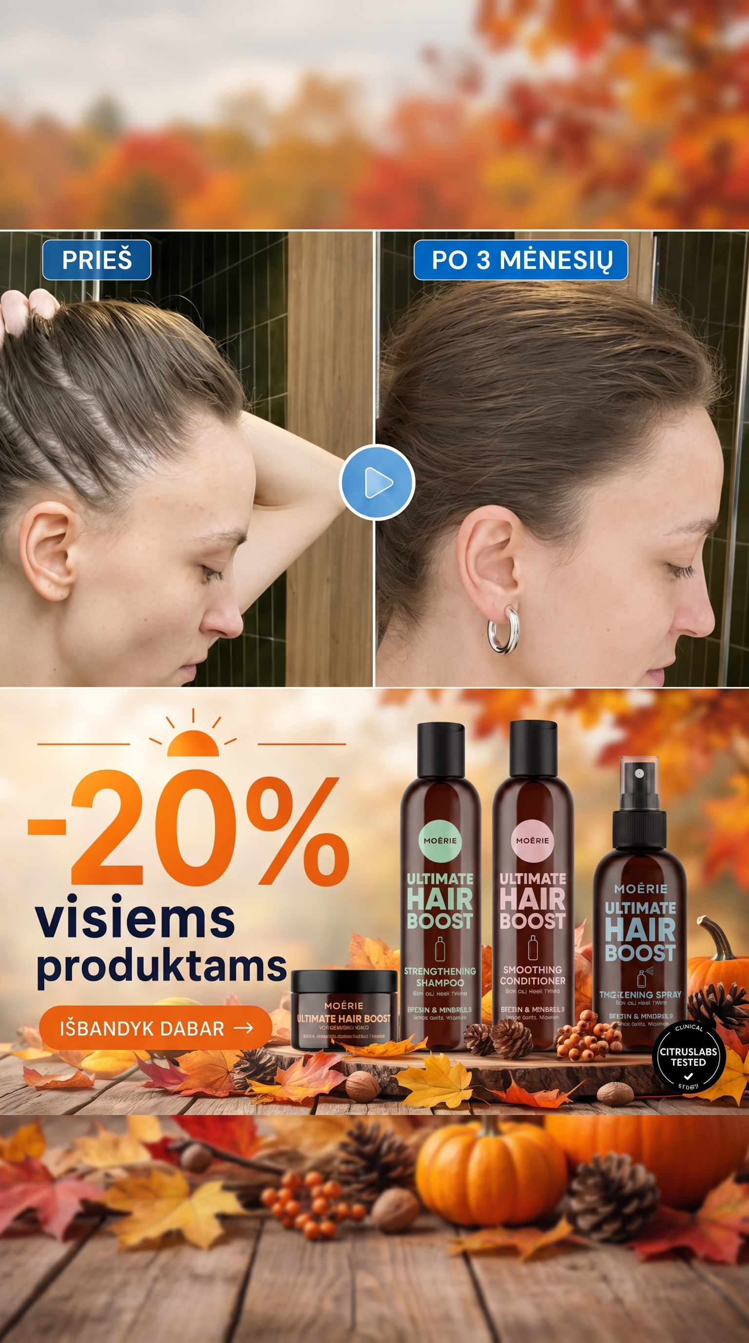 Moérie Beauty Facebook ad: -20% Visiems Produktams