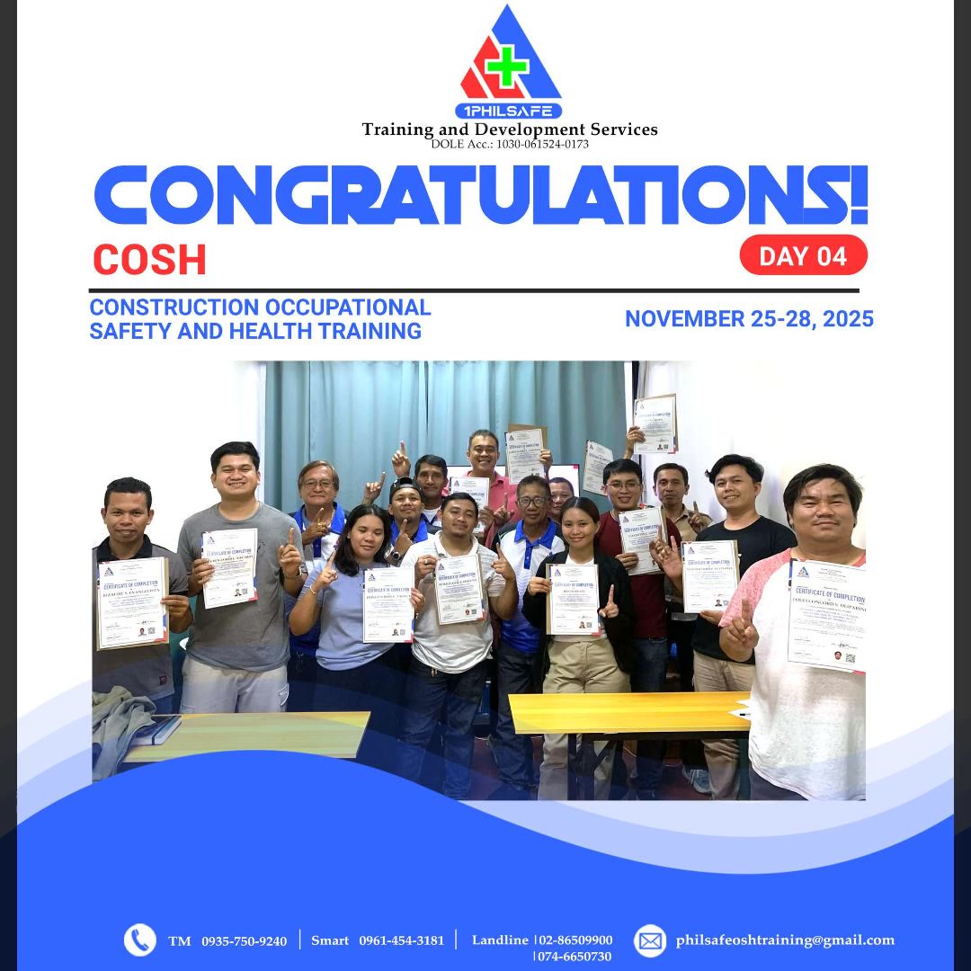 1Philsafe Safety Training Center-Cebu City Facebook ad: 𝗖𝗢𝗦𝗛, 𝗕𝗢𝗦𝗛, 𝗟𝗖