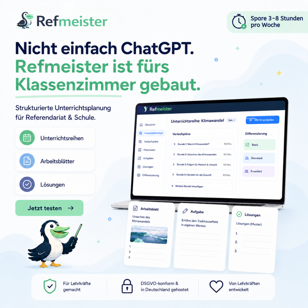 Refmeister Facebook ad: Unterricht planen in Minuten statt Stunden