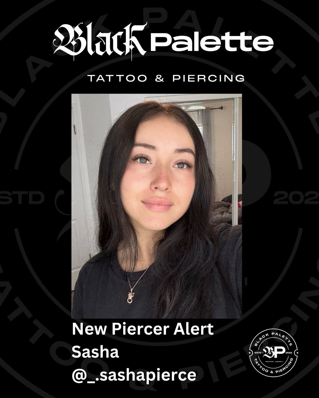 Black Palette Tattoo & Piercing Facebook ad: NEW PIERCER ALERT!