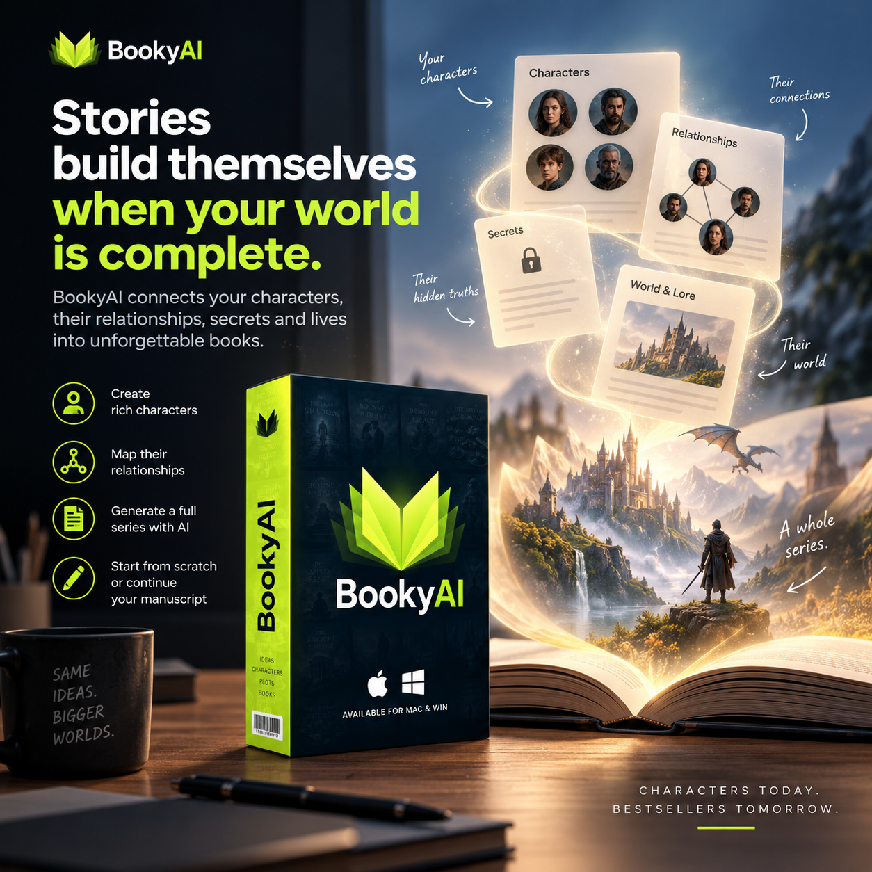 Bookyai - Autonomous Book Creation Pipeline Facebook ad: Your book, start to KDP-ready. One-time payment.